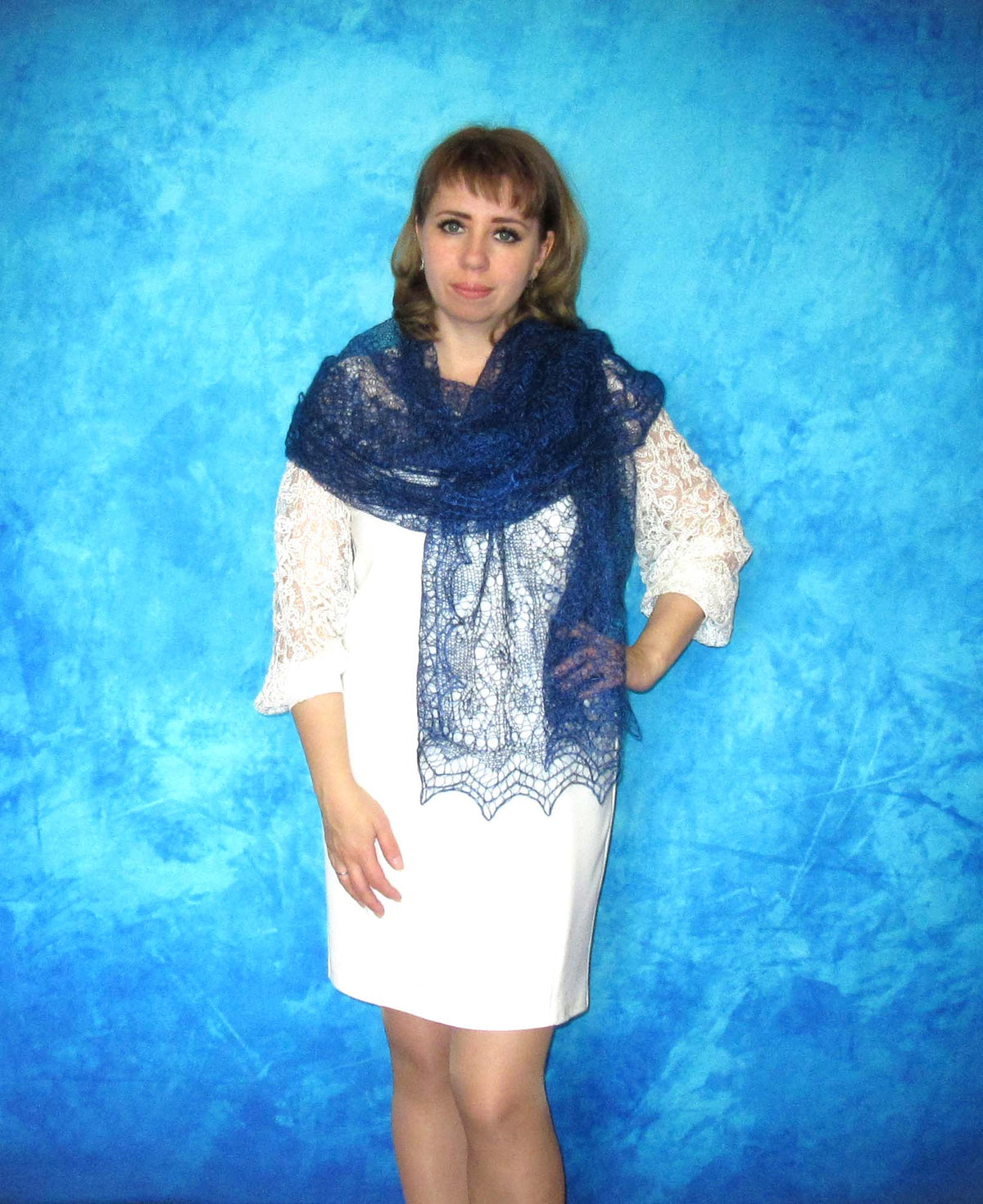 Gestrickter Ziegenflaum Schal Orenburger Schal Shawl Scarf Strick Stola Handmade