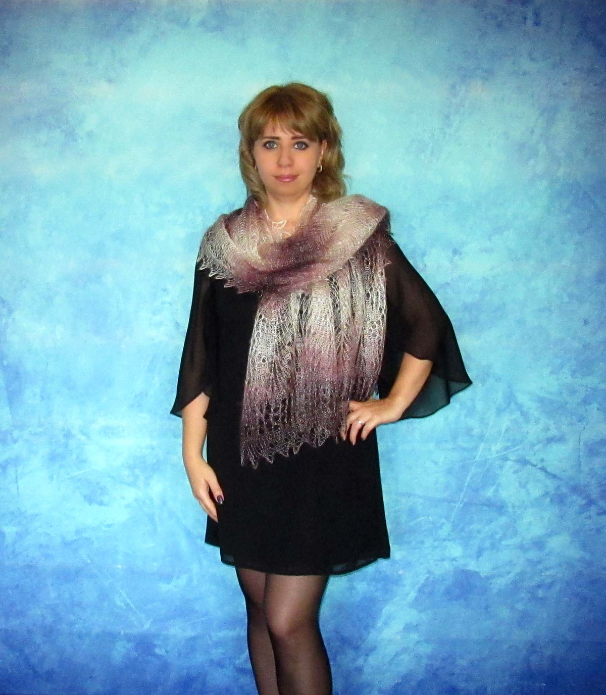 Gestrickter Ziegenflaum Schal Orenburger Schal Shawl Scarf Strick Stola Handmade
