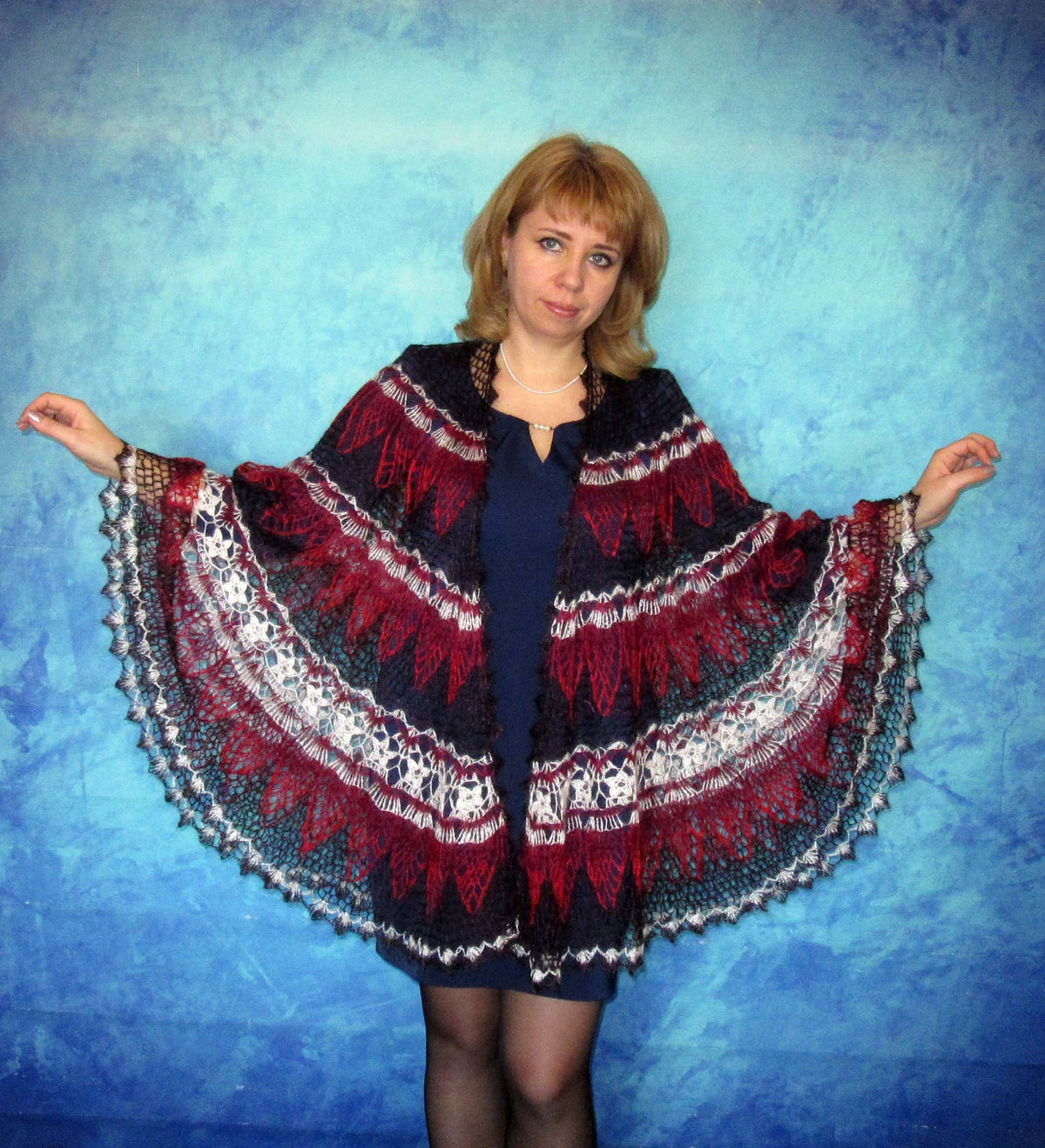 Gestrickter Ziegenflaum Schal Orenburger Schal Pelerina Strick Stola Handmade