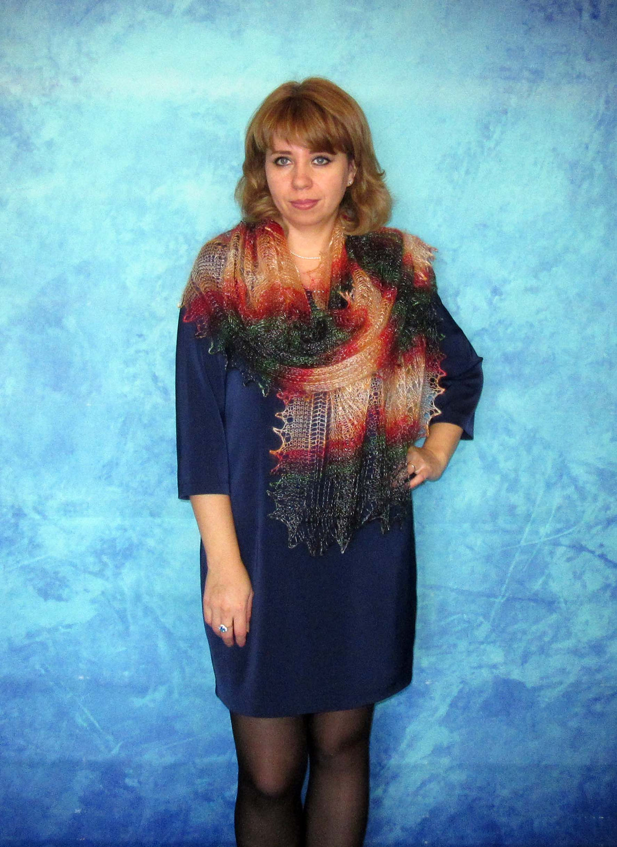 Gestrickter Ziegenflaum Schal Orenburger Schal Shawl Scarf Strick Stola Handmade