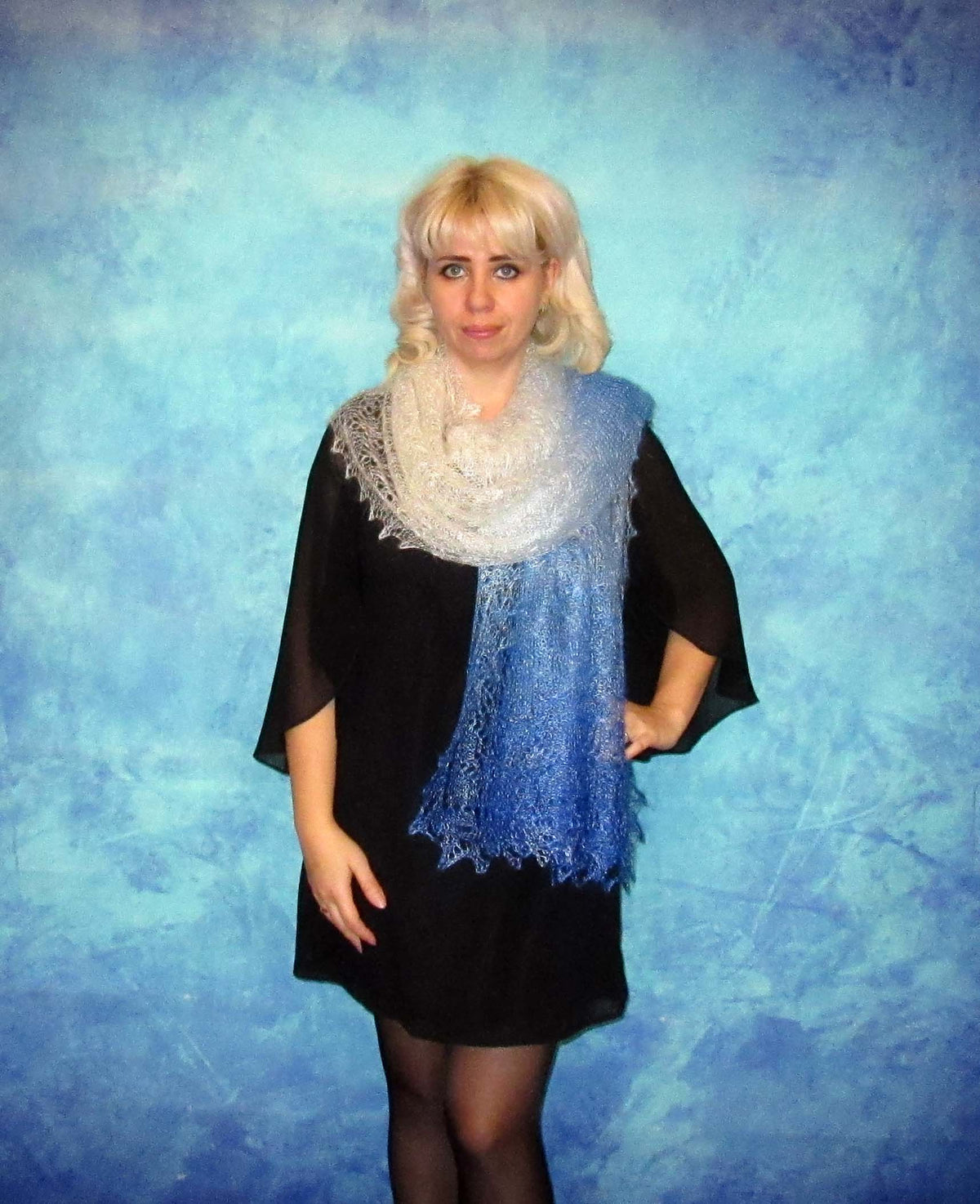 Gestrickter Ziegenflaum Schal Orenburger Schal Shawl Scarf Strick Stola Handmade