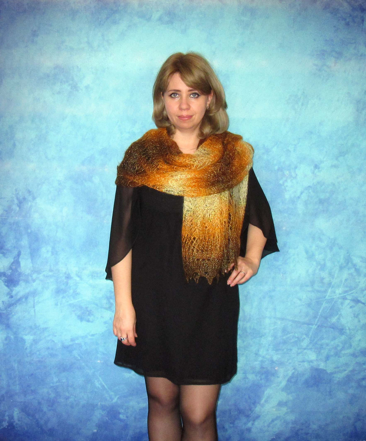 Gestrickter Ziegenflaum Schal Orenburger Schal Shawl Scarf Strick Stola Handmade