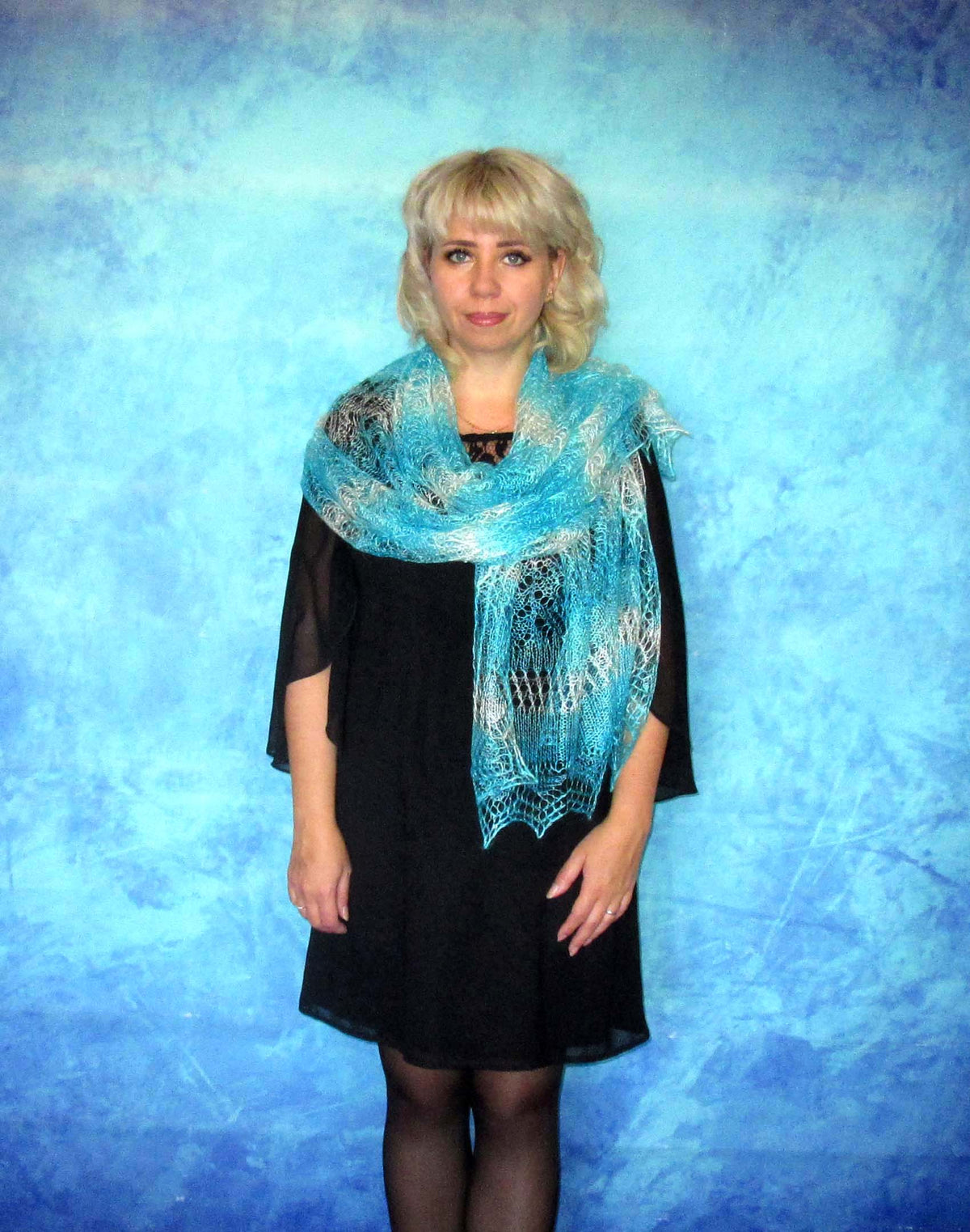 Gestrickter Ziegenflaum Schal Orenburger Schal Shawl Scarf Strick Stola Handmade