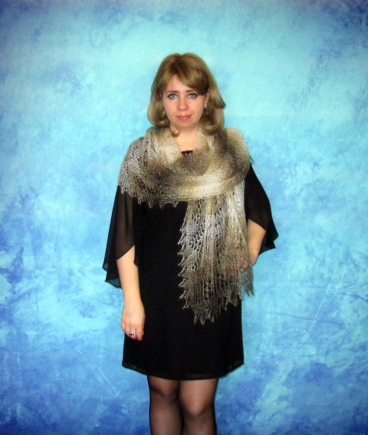 Gestrickter Ziegenflaum Schal Orenburger Schal Shawl Scarf Strick Stola Handmade