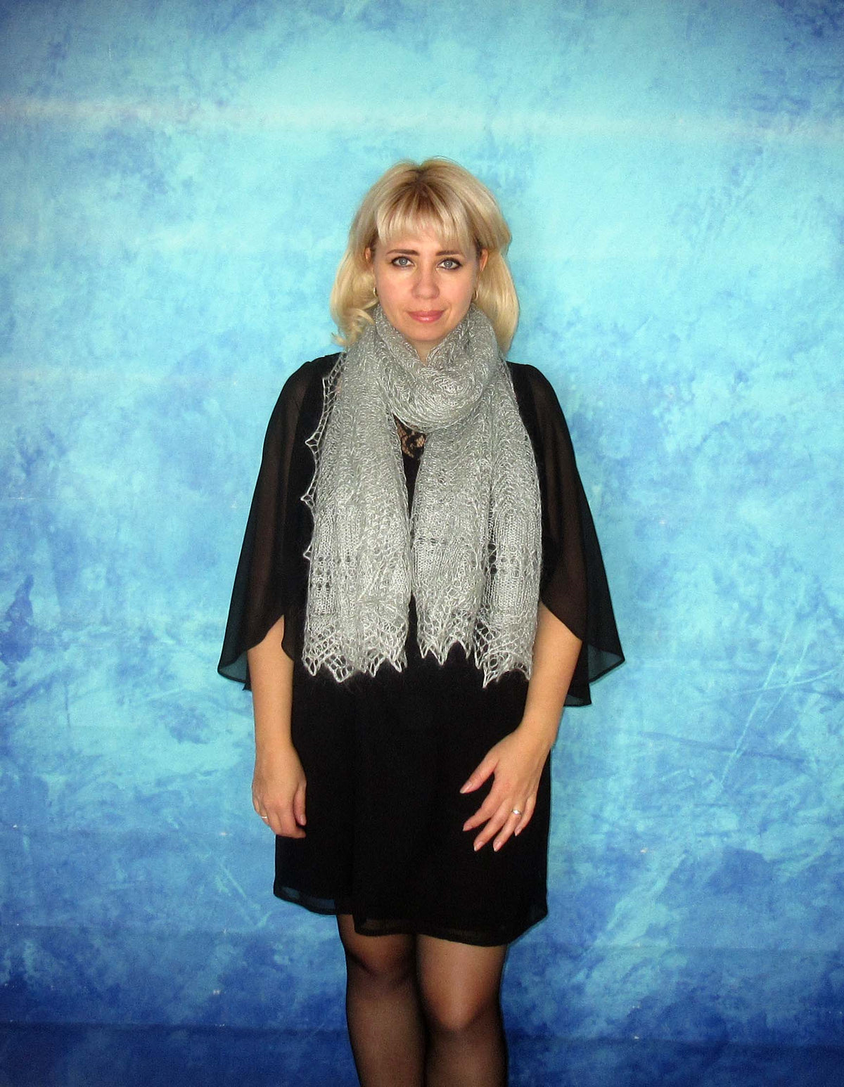 Gestrickter Ziegenflaum Schal Orenburger Schal Shawl Scarf Strick Stola Handmade