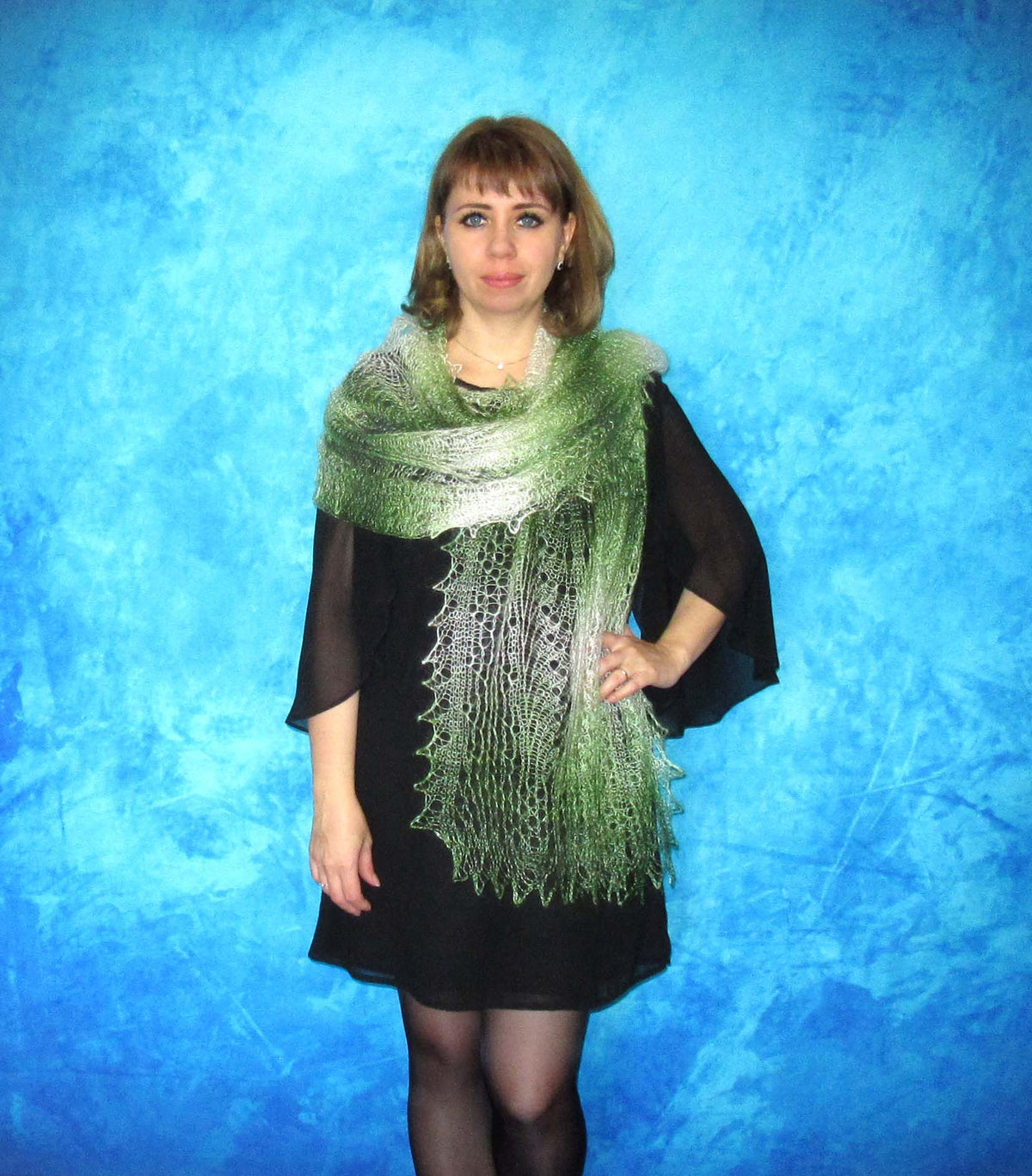 Gestrickter Ziegenflaum Schal Orenburger Schal Shawl Scarf Strick Stola Handmade