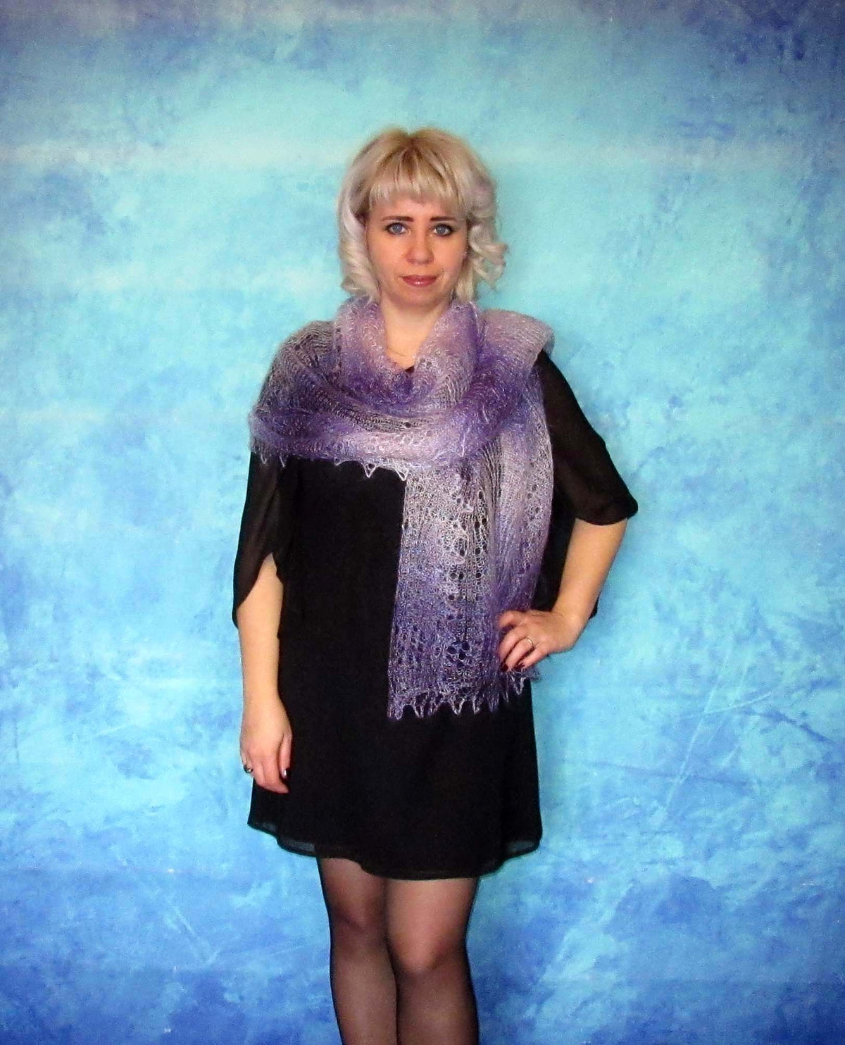 Gestrickter Ziegenflaum Schal Orenburger Schal Shawl Scarf Strick Stola Handmade