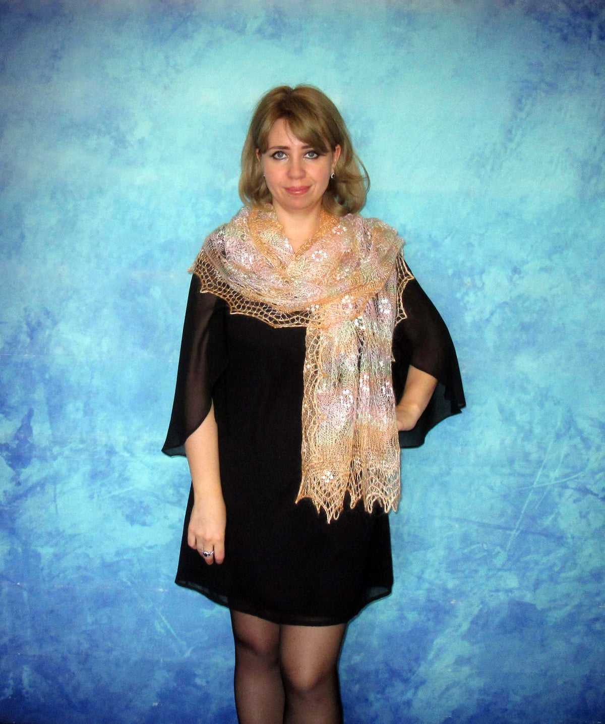 Gestrickter Ziegenflaum Schal Orenburger Schal Shawl Scarf Strick Stola Handmade
