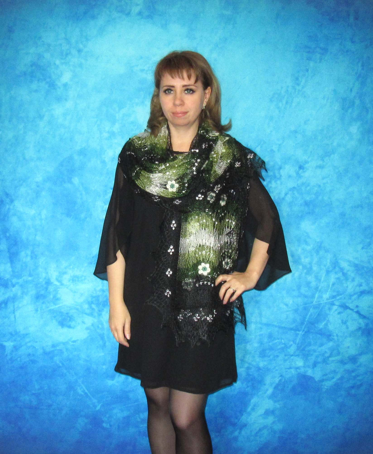Gestrickter Ziegenflaum Schal Orenburger Schal Shawl Scarf Strick Stola Handmade