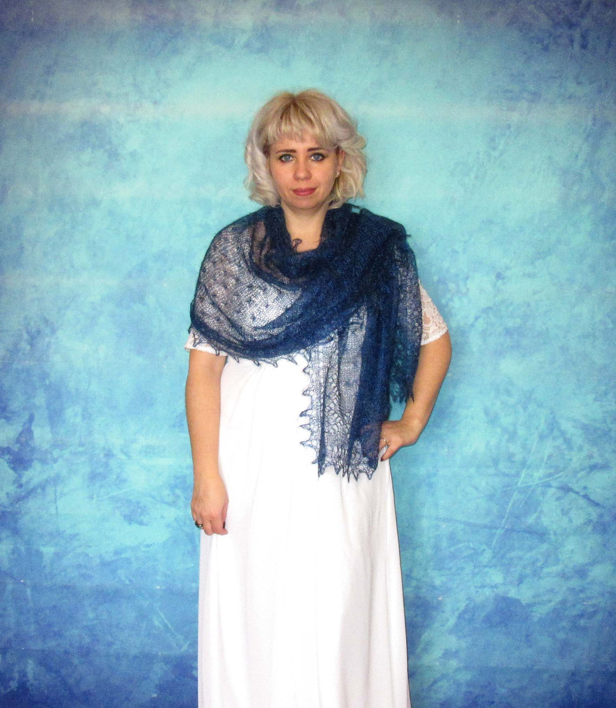 Gestrickter Ziegenflaum Schal Orenburger Schal Shawl Scarf Strick Stola Handmade