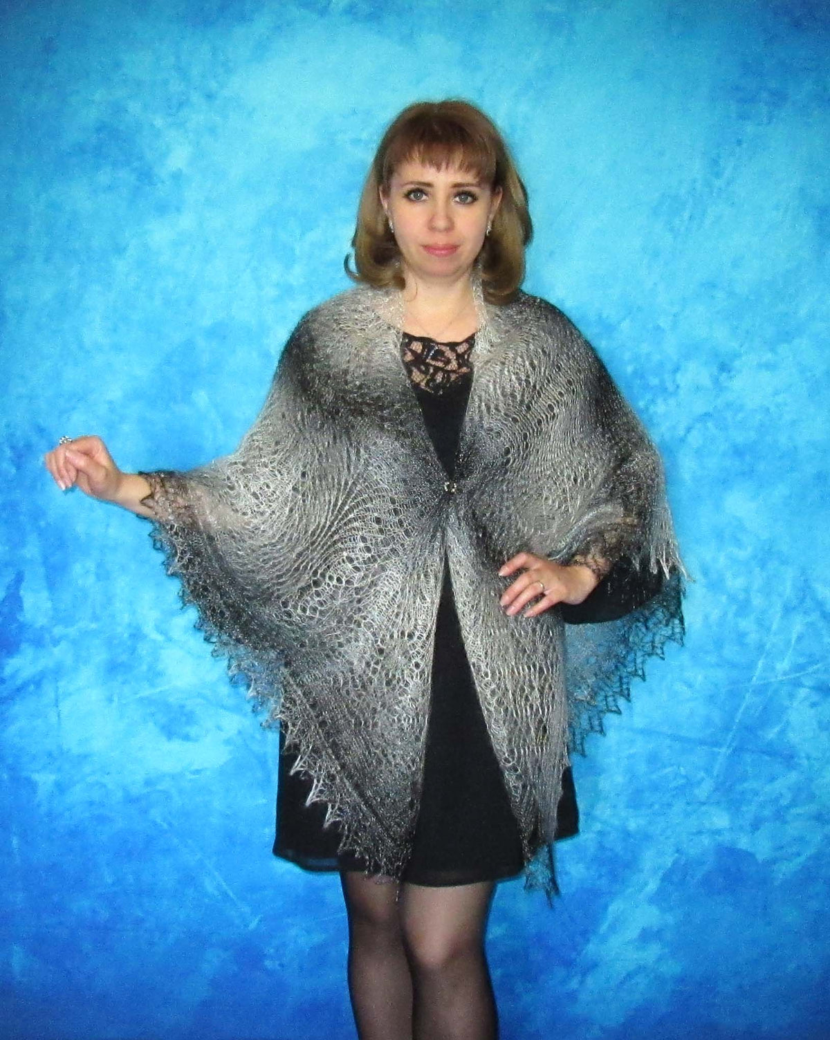 Gestrickter Ziegenflaum Schal Orenburger Schal Shawl Scarf Strick Stola Handmade