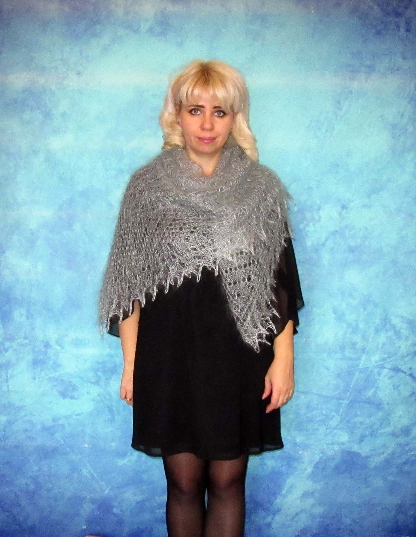 Gestrickter Ziegenflaum Schal Orenburger Schal Shawl Scarf Strick Stola Handmade
