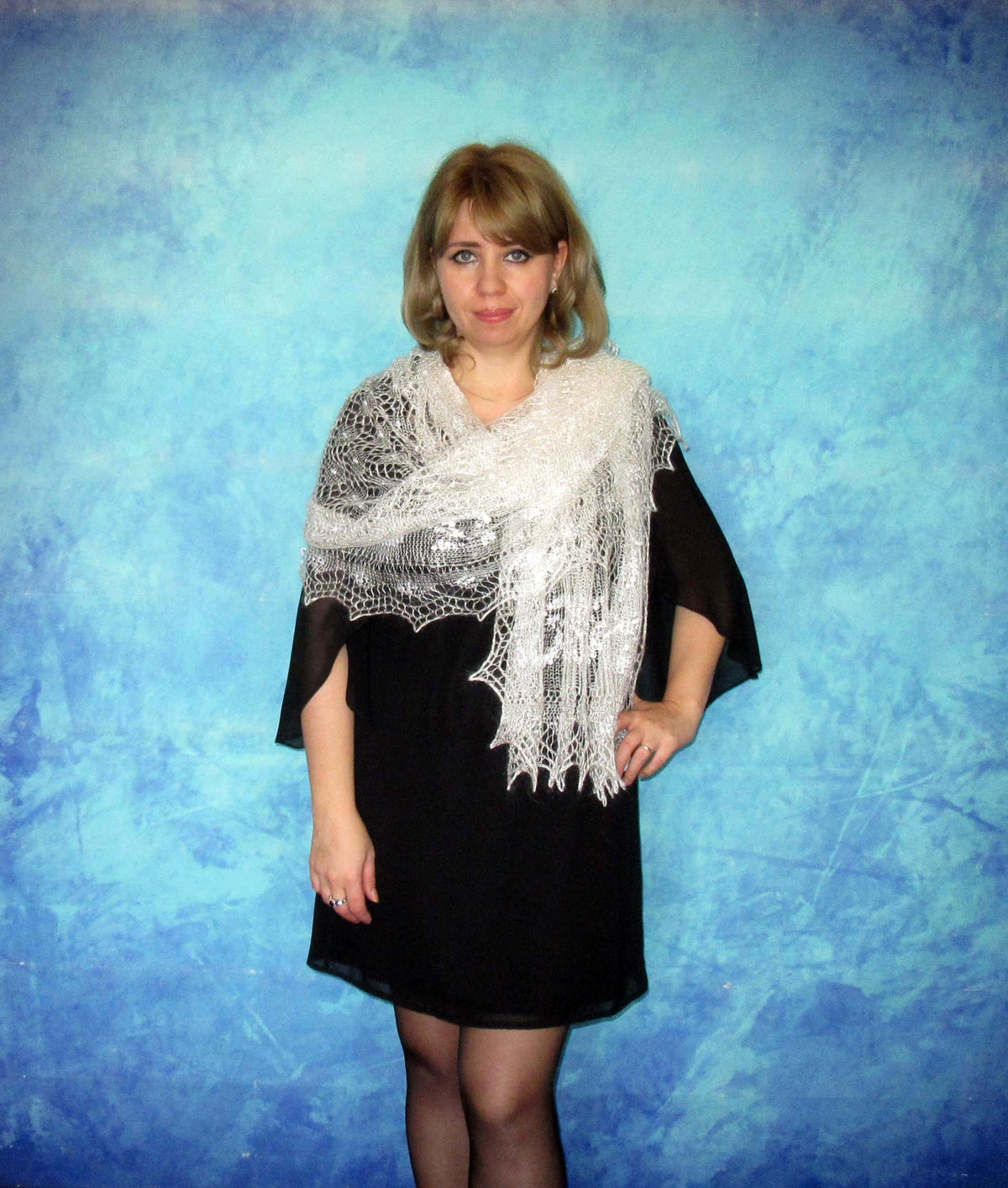 Gestrickter Ziegenflaum Schal Orenburger Schal Shawl Scarf Strick Stola Handmade