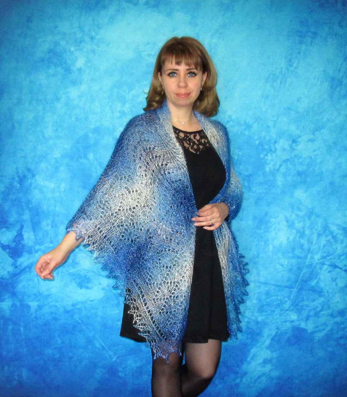 Gestrickter Ziegenflaum Schal Orenburger Schal Shawl Scarf Strick Stola Handmade