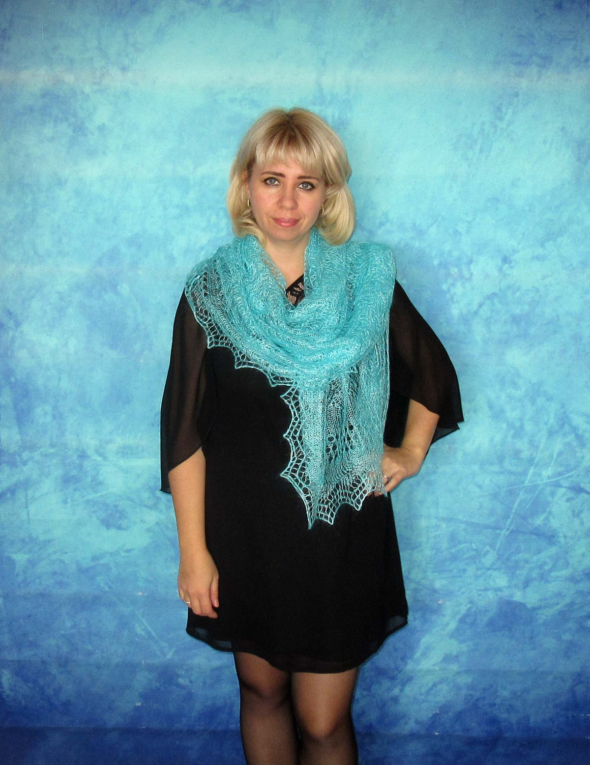 Gestrickter Ziegenflaum Schal Orenburger Schal Shawl Scarf Strick Stola Handmade