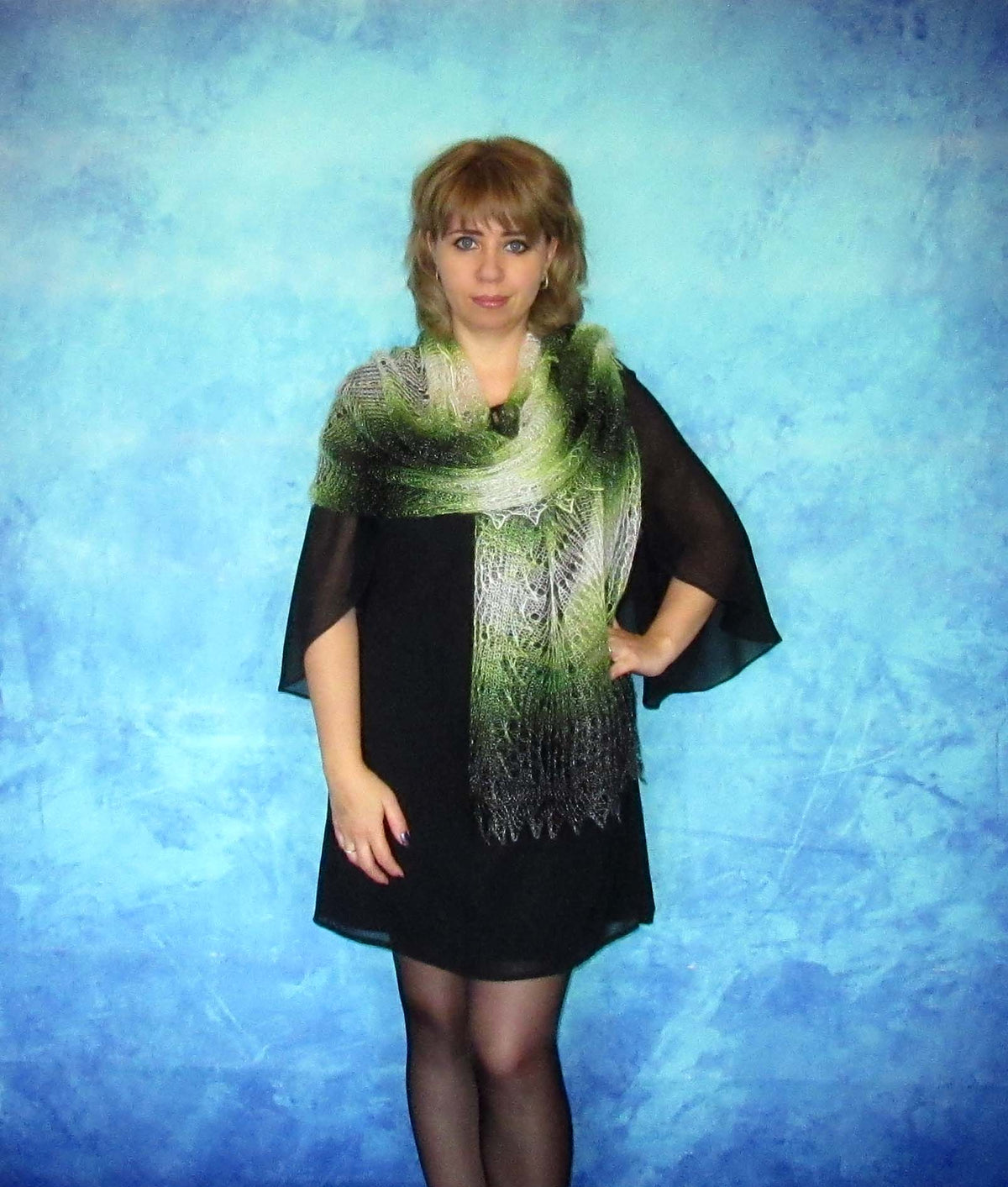 Gestrickter Ziegenflaum Schal Orenburger Schal Shawl Scarf Strick Stola Handmade