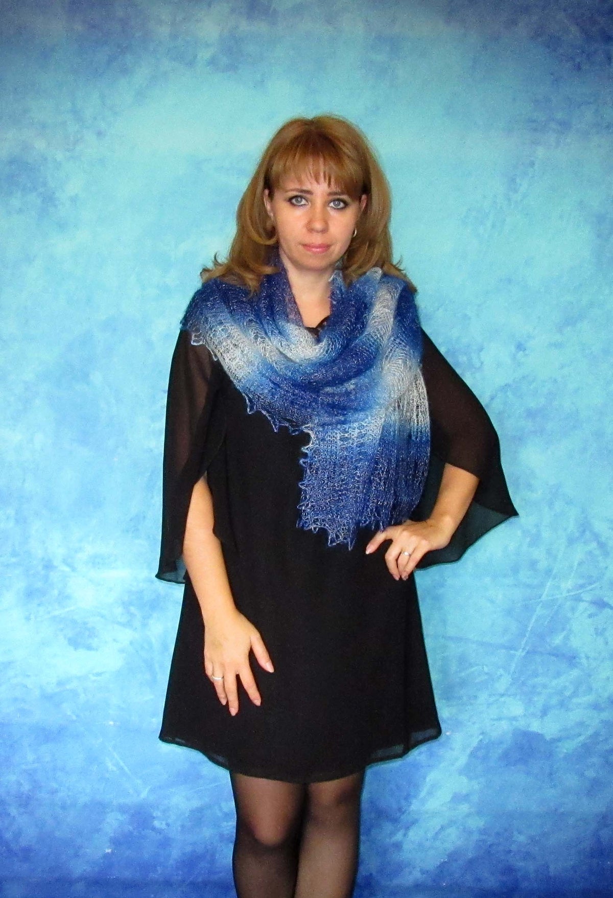 Gestrickter Ziegenflaum Schal Orenburger Schal Shawl Scarf Strick Stola Handmade