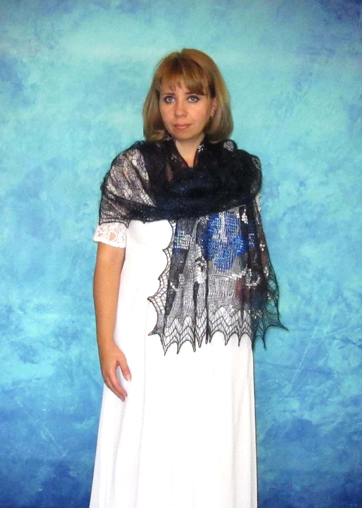 Gestrickter Ziegenflaum Schal Orenburger Schal Shawl Scarf Strick Stola Handmade