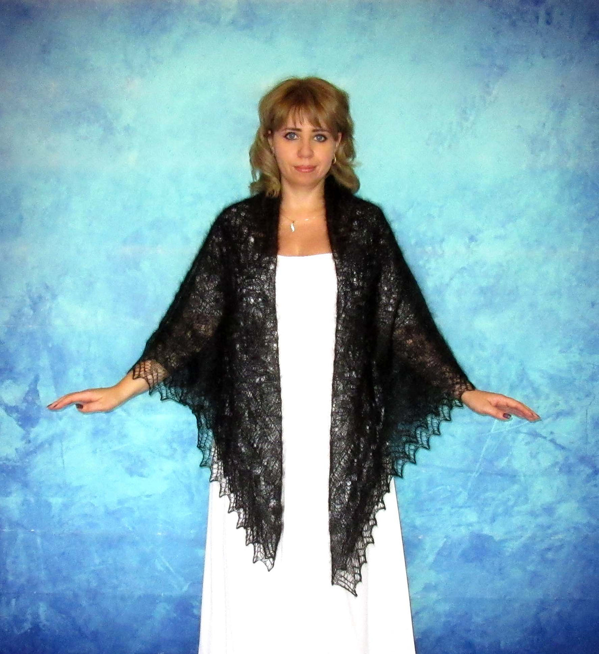 Gestrickter Ziegenflaum Schal Orenburger Schal Shawl Scarf Strick Stola Handmade