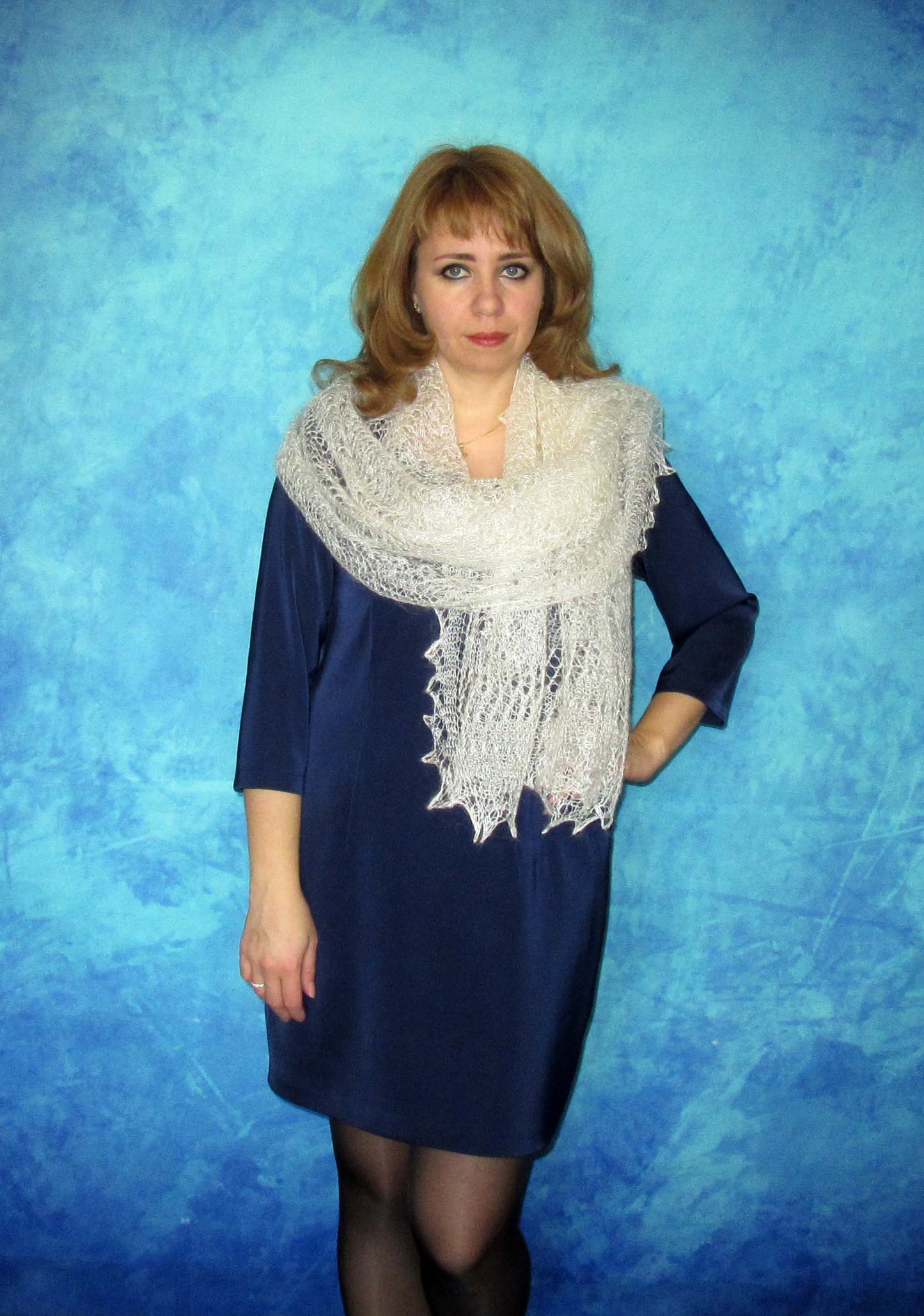 Gestrickter Ziegenflaum Schal Orenburger Schal Shawl Scarf Strick Stola Handmade