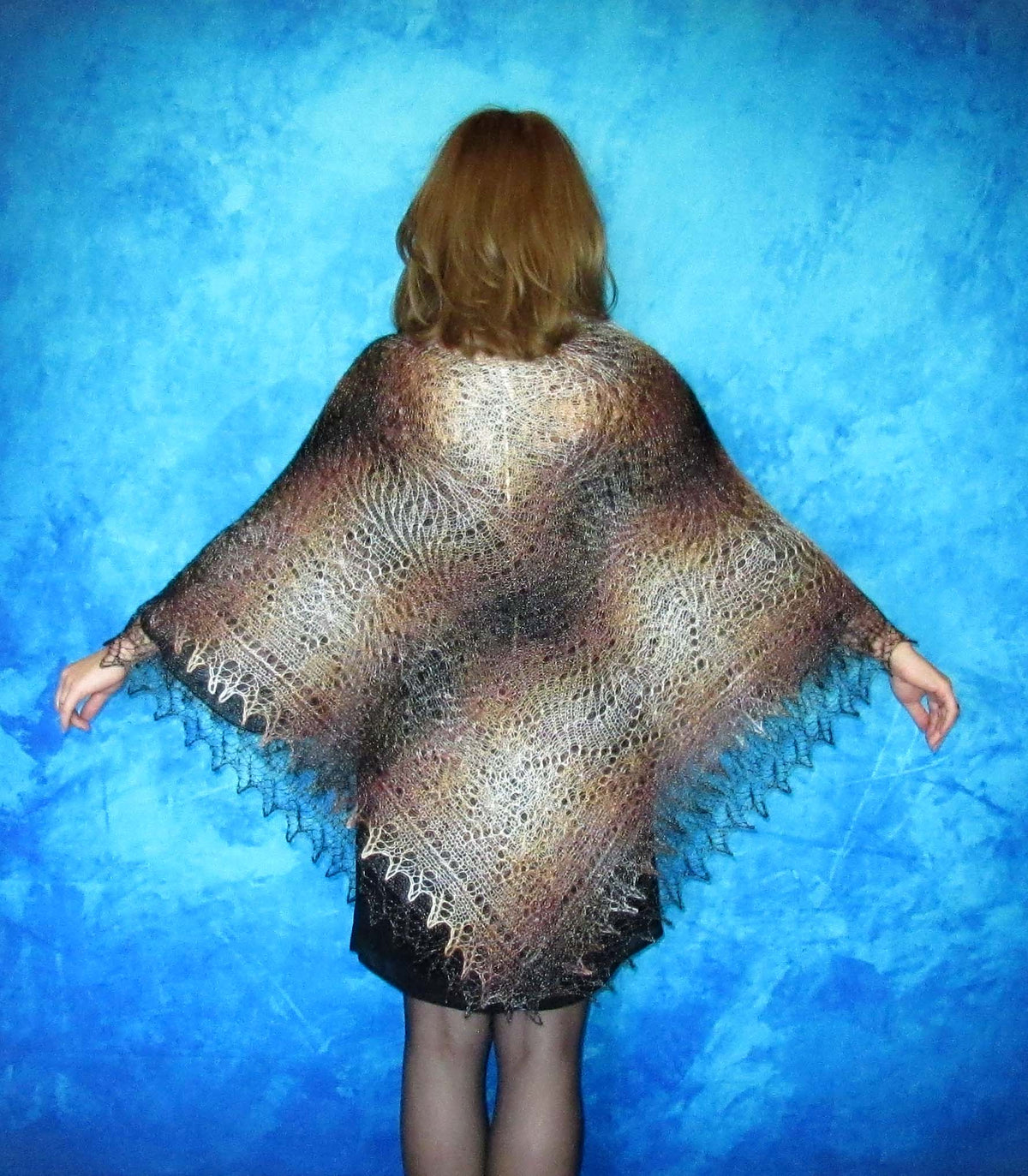 Gestrickter Ziegenflaum Schal Orenburger Schal Shawl Scarf Strick Stola Handmade