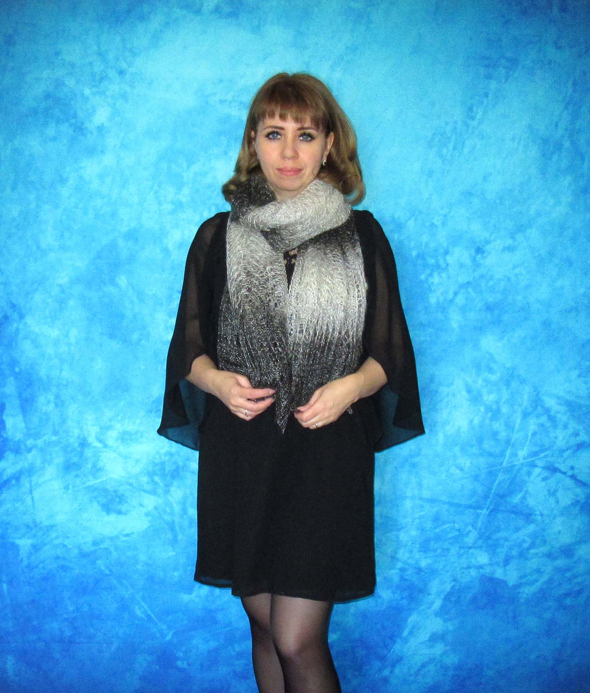 Gestrickter Ziegenflaum Schal Orenburger Schal Shawl Scarf Strick Stola Handmade