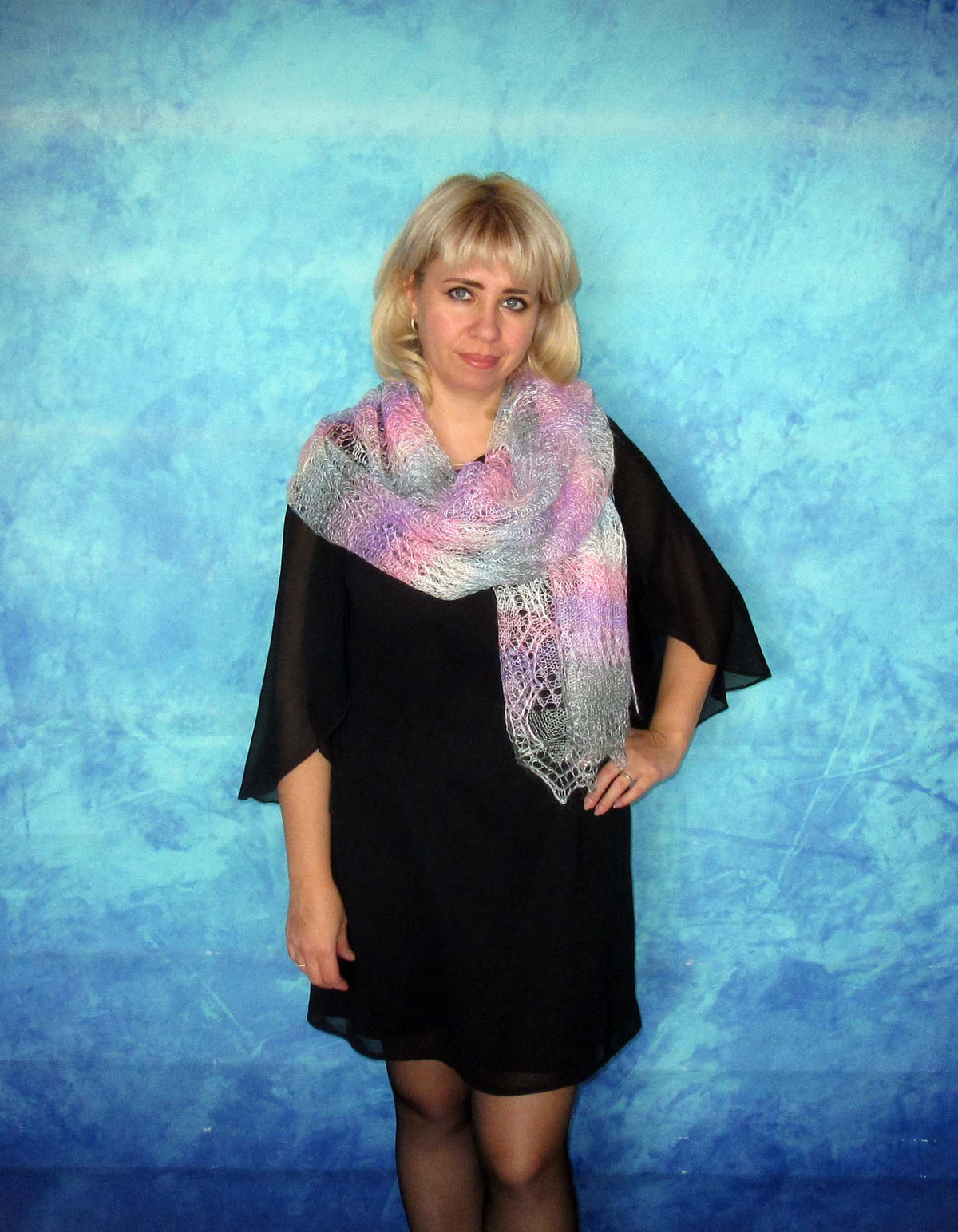 Gestrickter Ziegenflaum Schal Orenburger Schal Shawl Scarf Strick Stola Handmade