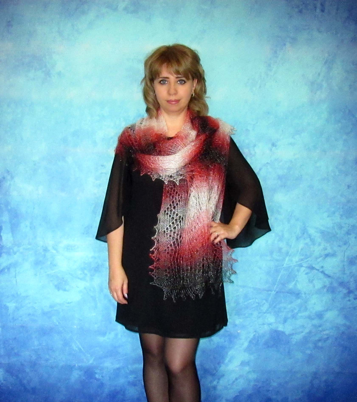 Gestrickter Ziegenflaum Schal Orenburger Schal Shawl Scarf Strick Stola Handmade