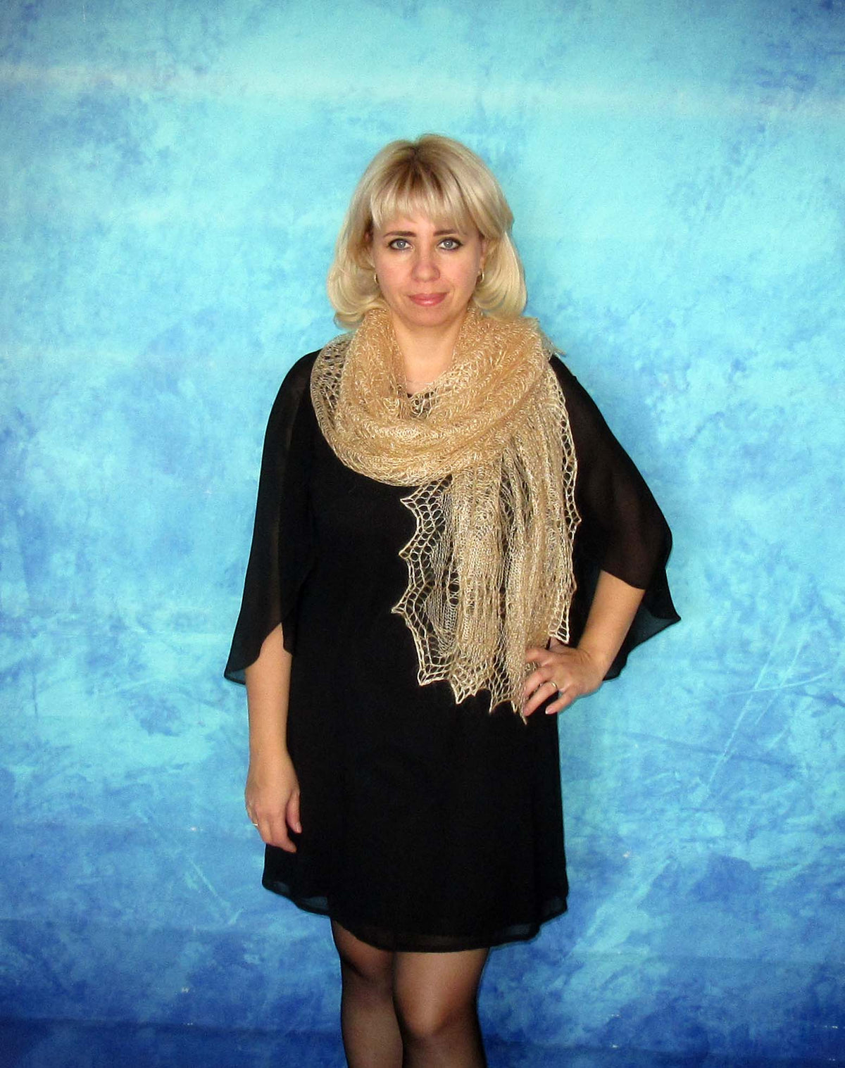 Gestrickter Ziegenflaum Schal Orenburger Schal Shawl Scarf Strick Stola Handmade