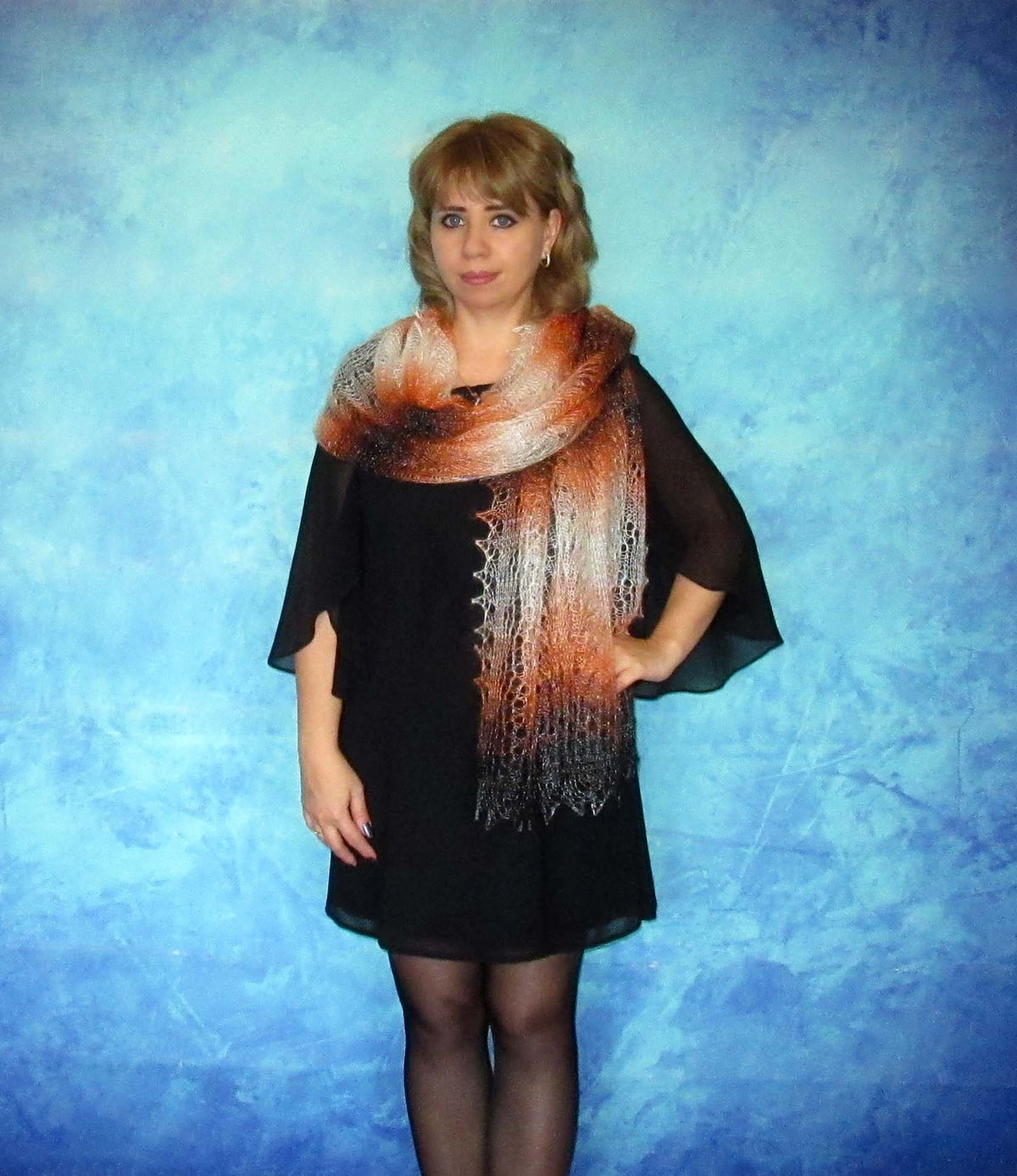 Gestrickter Ziegenflaum Schal Orenburger Schal Shawl Scarf Strick Stola Handmade