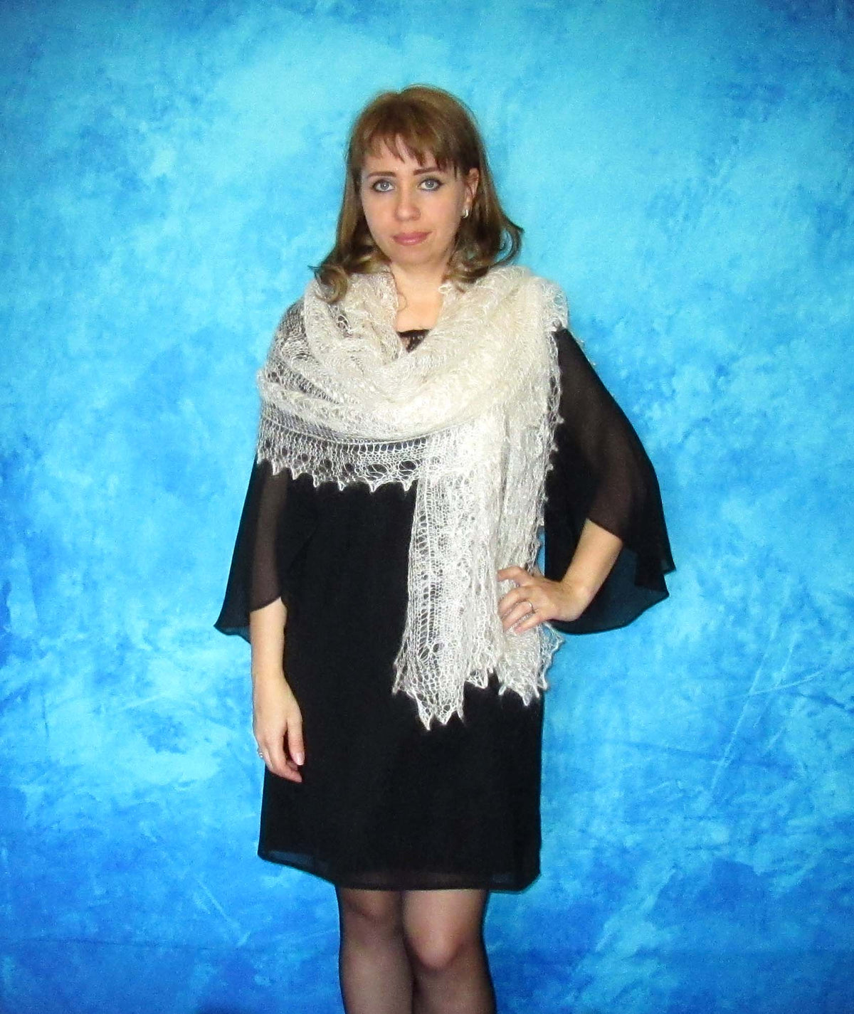 Gestrickter Ziegenflaum Schal Orenburger Schal Shawl Scarf Strick Stola Handmade