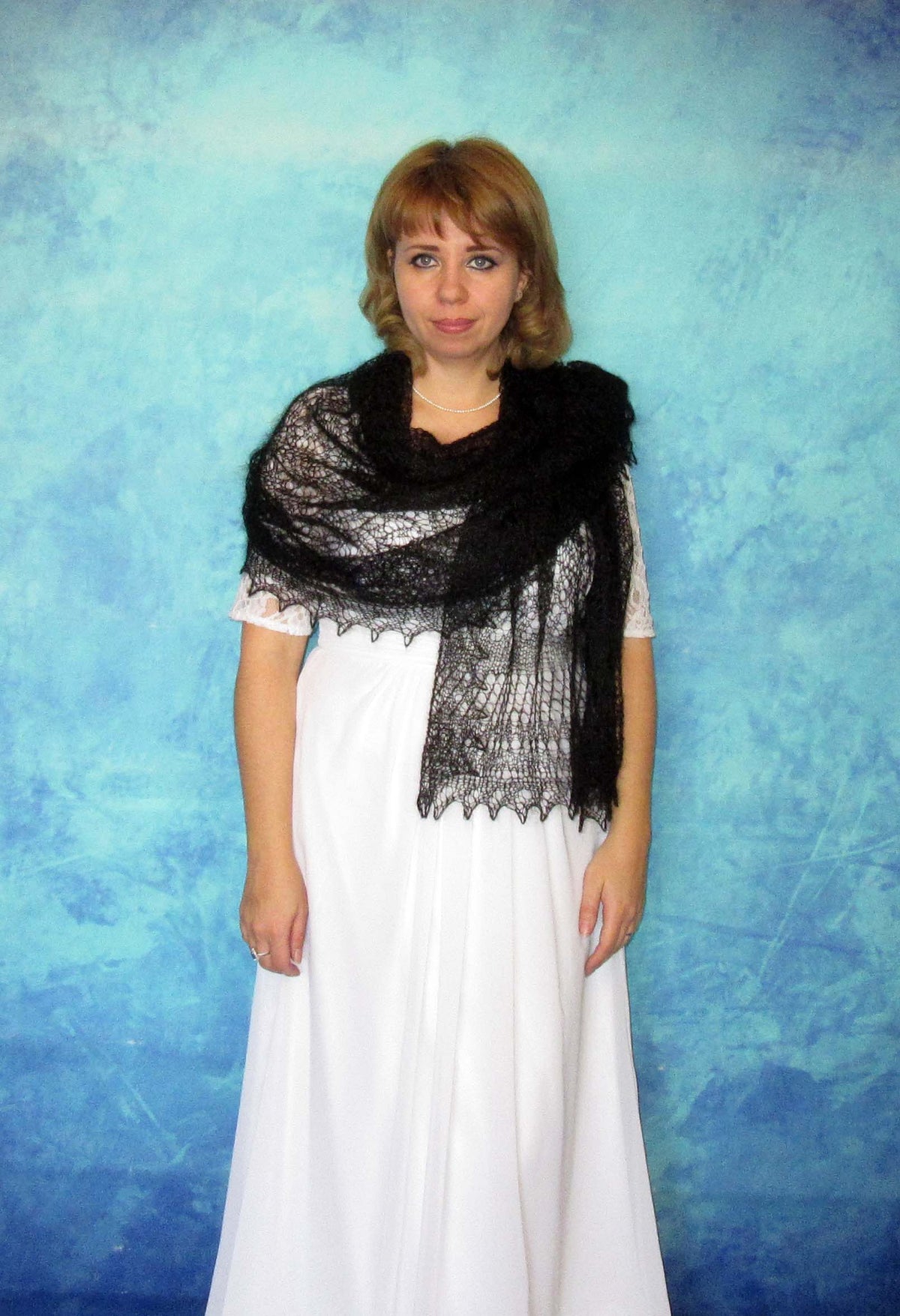 Gestrickter Ziegenflaum Schal Orenburger Schal Shawl Scarf Strick Stola Handmade