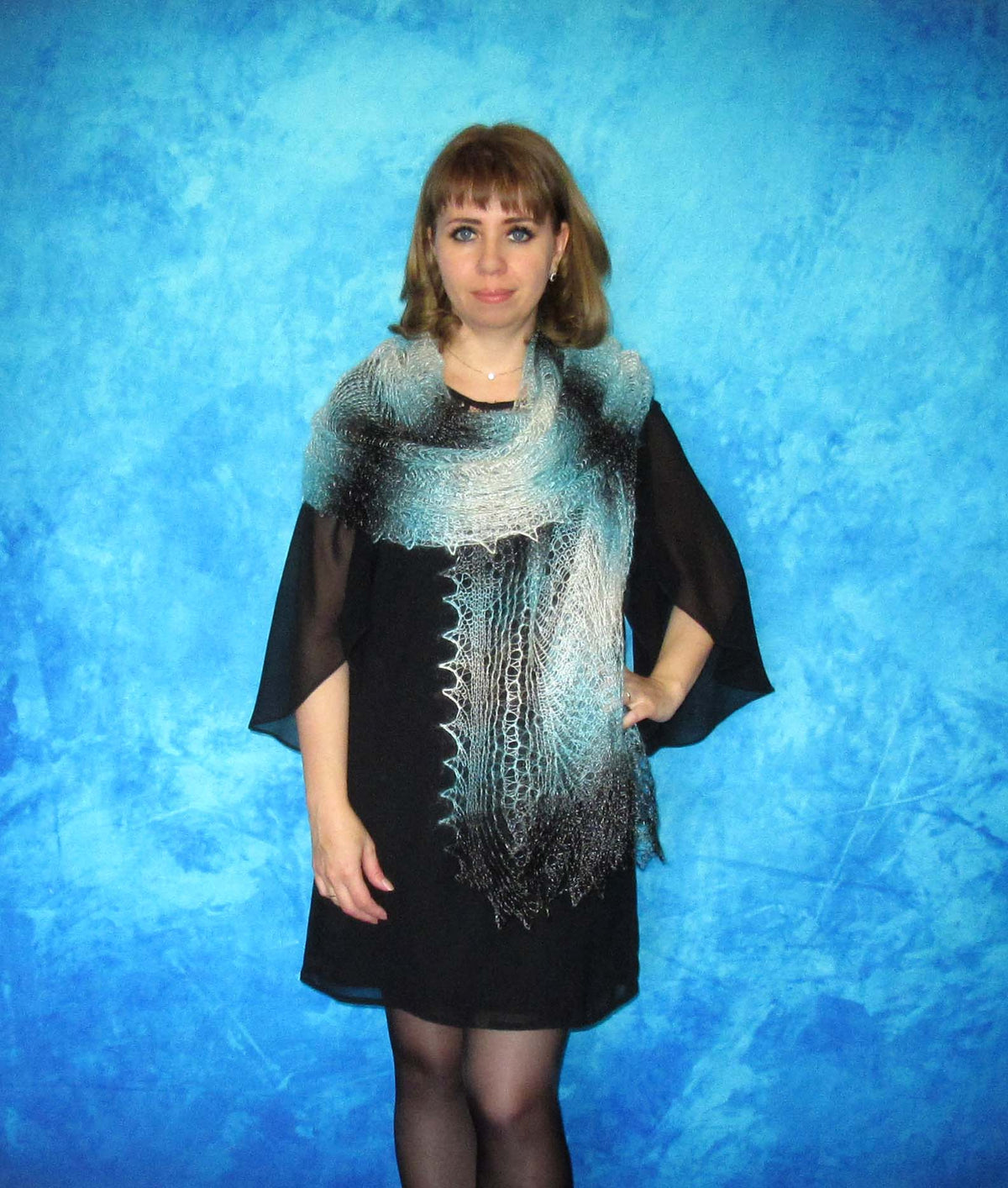 Gestrickter Ziegenflaum Schal Orenburger Schal Shawl Scarf Strick Stola Handmade
