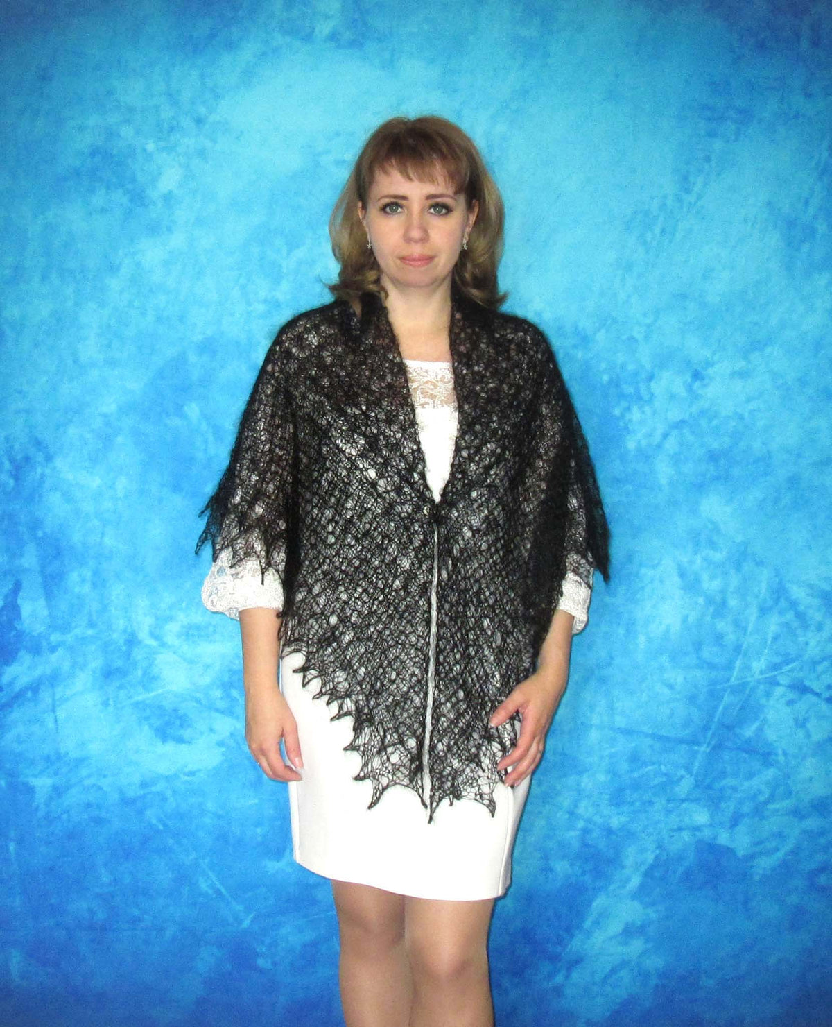 Gestrickter Ziegenflaum Schal Orenburger Schal Shawl Scarf Strick Stola Handmade