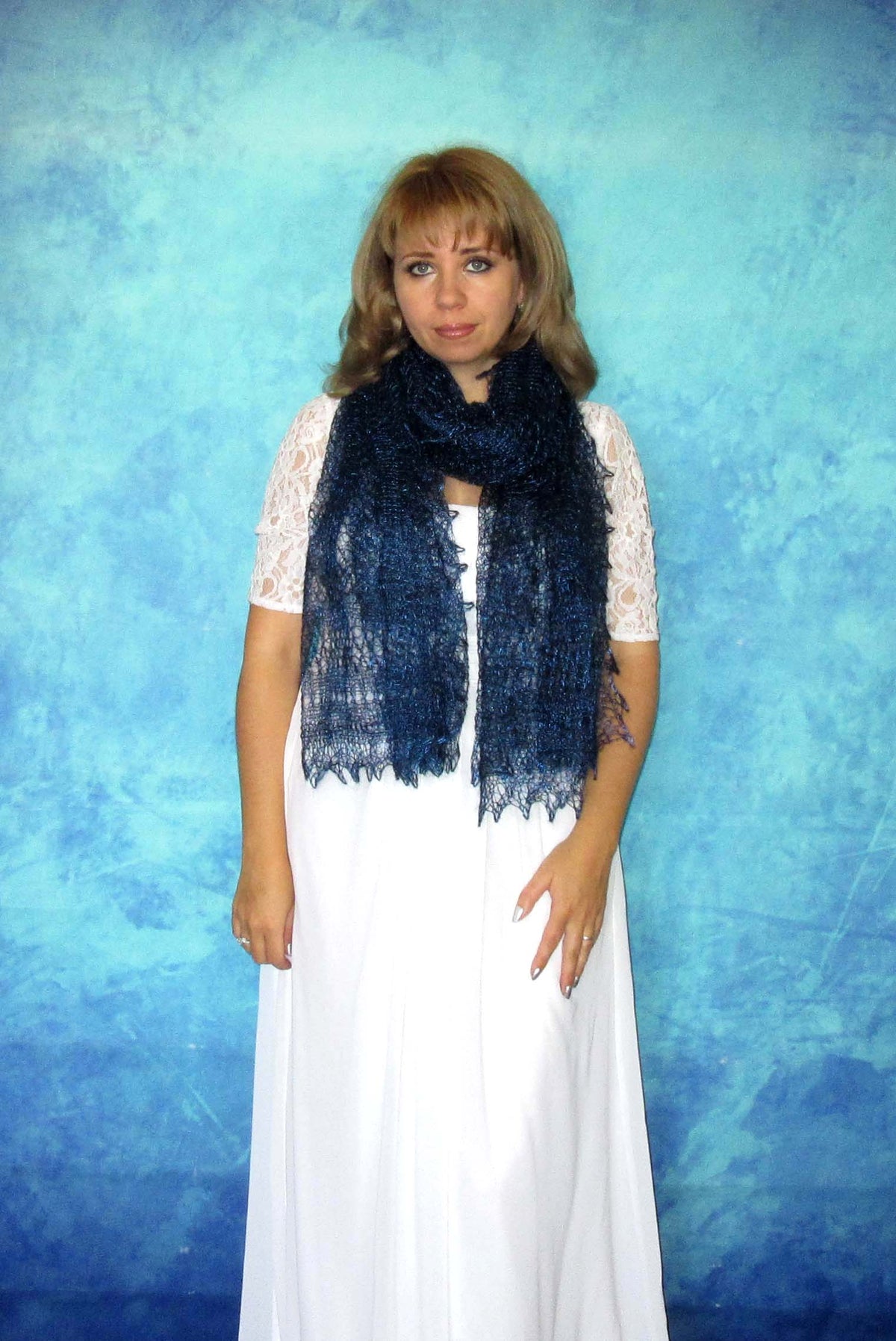 Gestrickter Ziegenflaum Schal Orenburger Schal Shawl Scarf Strick Stola Handmade