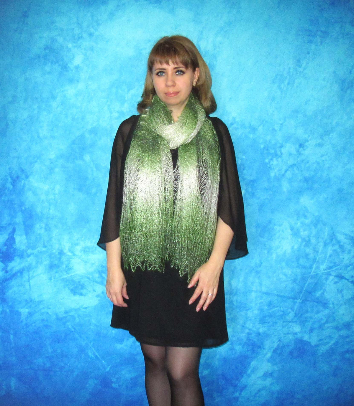 Gestrickter Ziegenflaum Schal Orenburger Schal Shawl Scarf Strick Stola Handmade