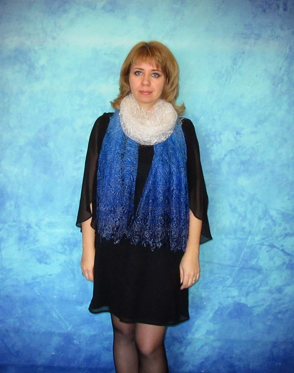 Gestrickter Ziegenflaum Schal Orenburger Schal Shawl Scarf Strick Stola Handmade