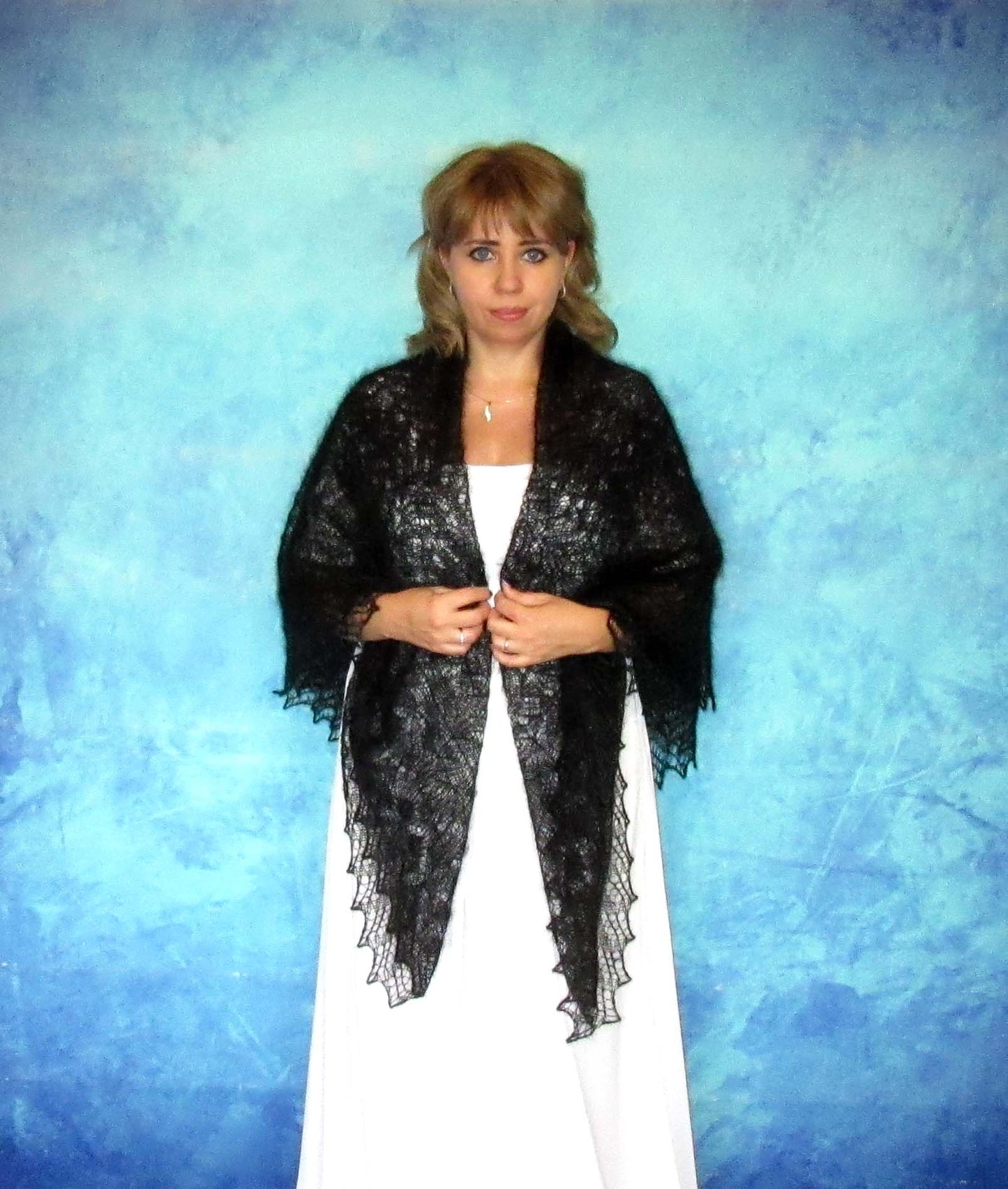 Gestrickter Ziegenflaum Schal Orenburger Schal Shawl Scarf Strick Stola Handmade