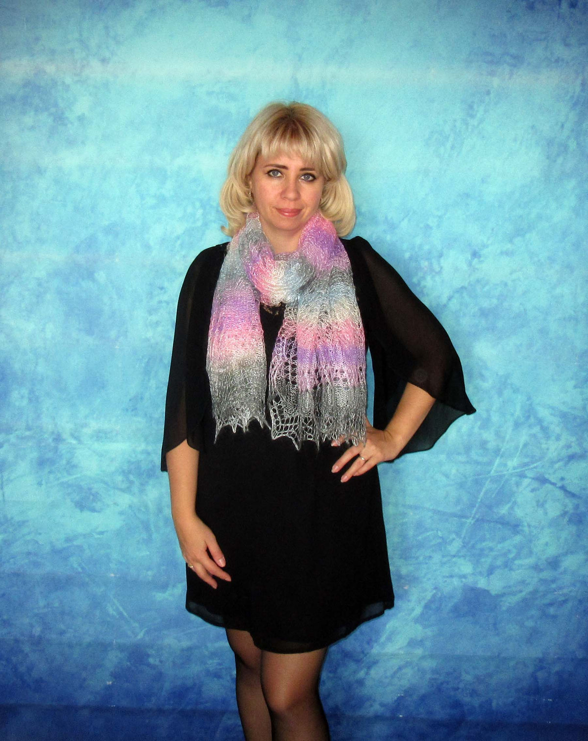 Gestrickter Ziegenflaum Schal Orenburger Schal Shawl Scarf Strick Stola Handmade