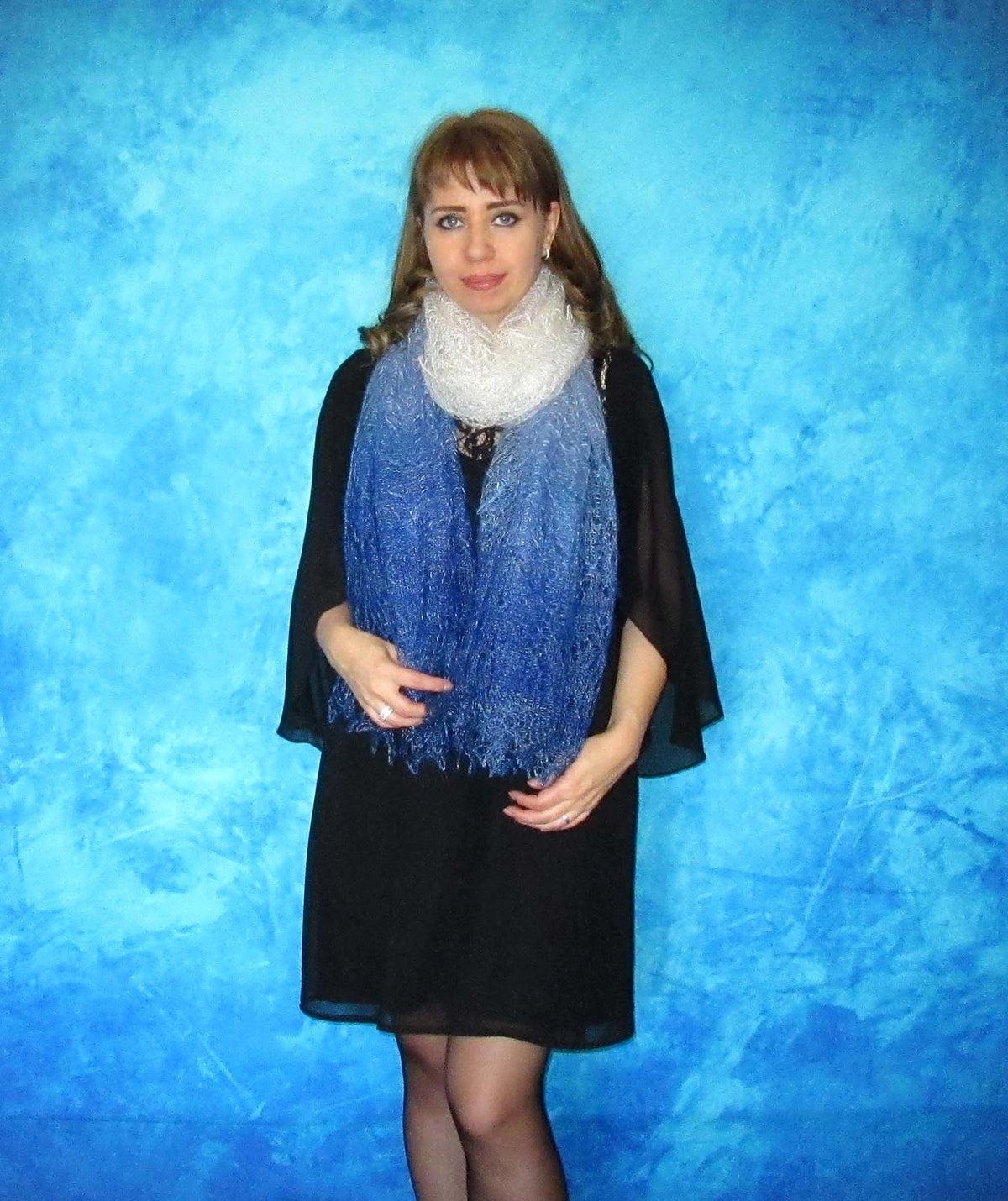 Orenburger Schal Gestrickter Ziegenflaum Schal Shawl Scarf Strick Stola Handmade