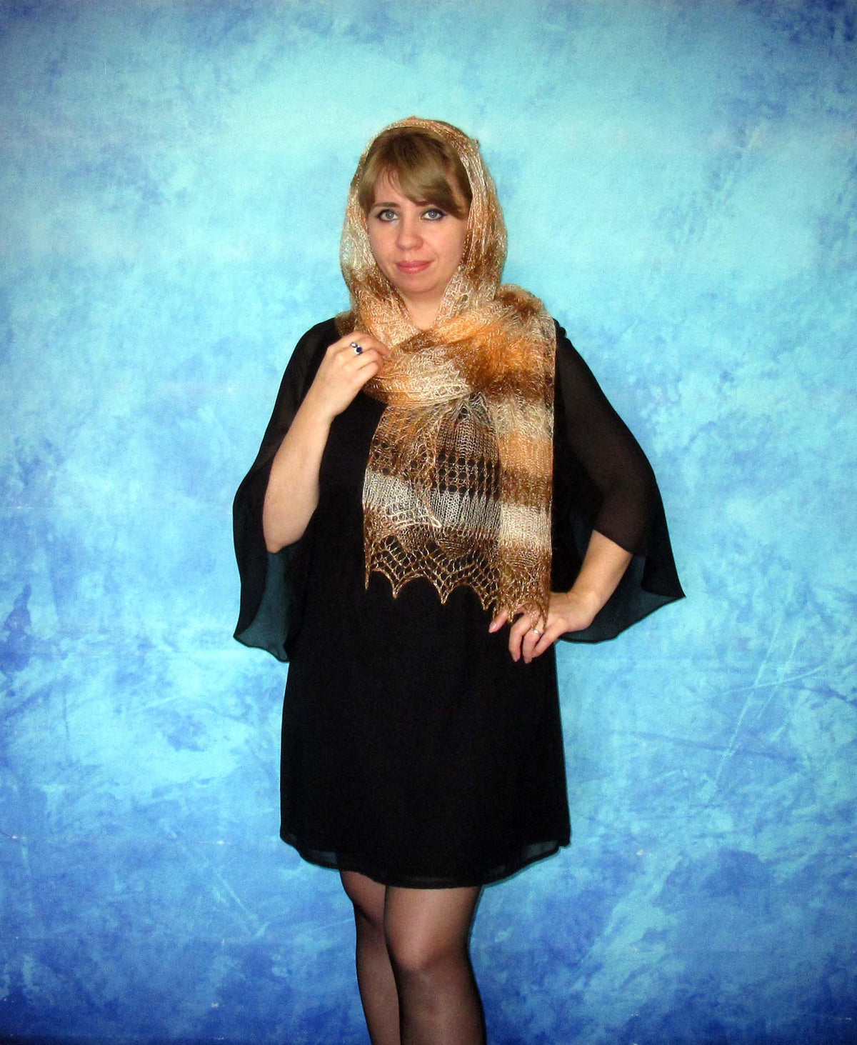 Gestrickter Ziegenflaum Schal Orenburger Schal Shawl Scarf Strick Stola Handmade