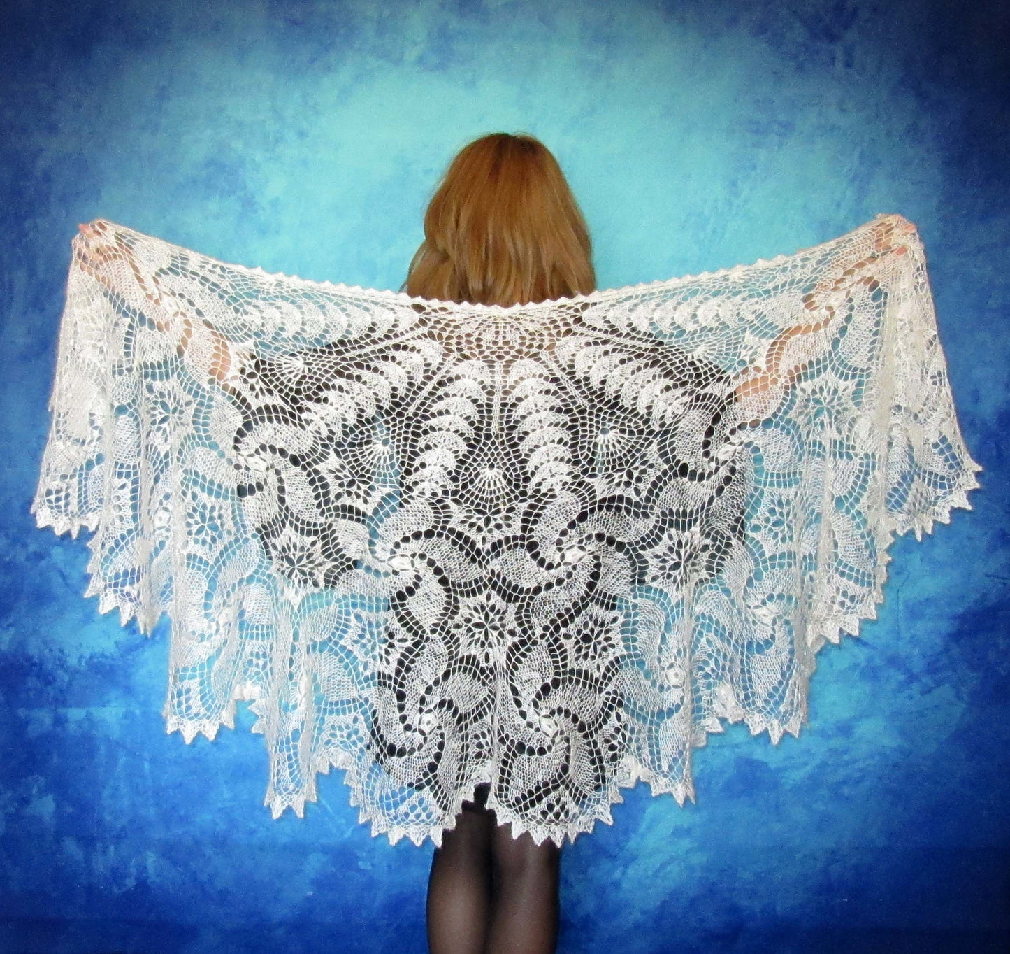 Orenburger Schal Gestrickter Ziegenflaum Schal Pelerina Strick Stola Handmade