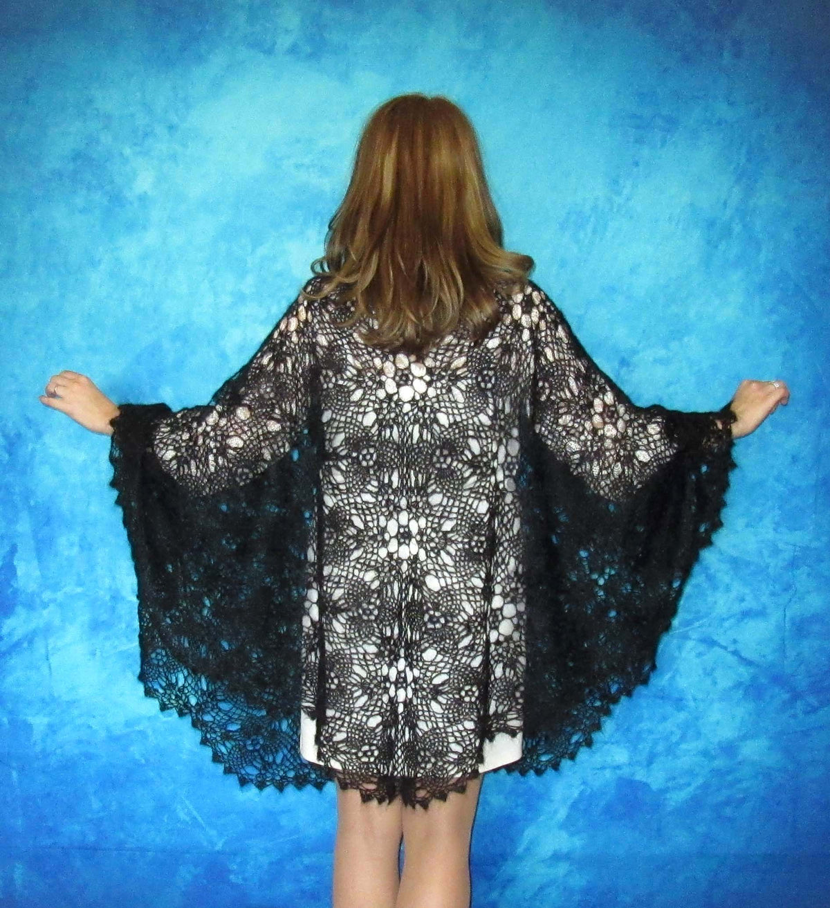 Orenburger Schal Gestrickter Ziegenflaum Schal Umhängetuch Pelerina Shawl Scharf
