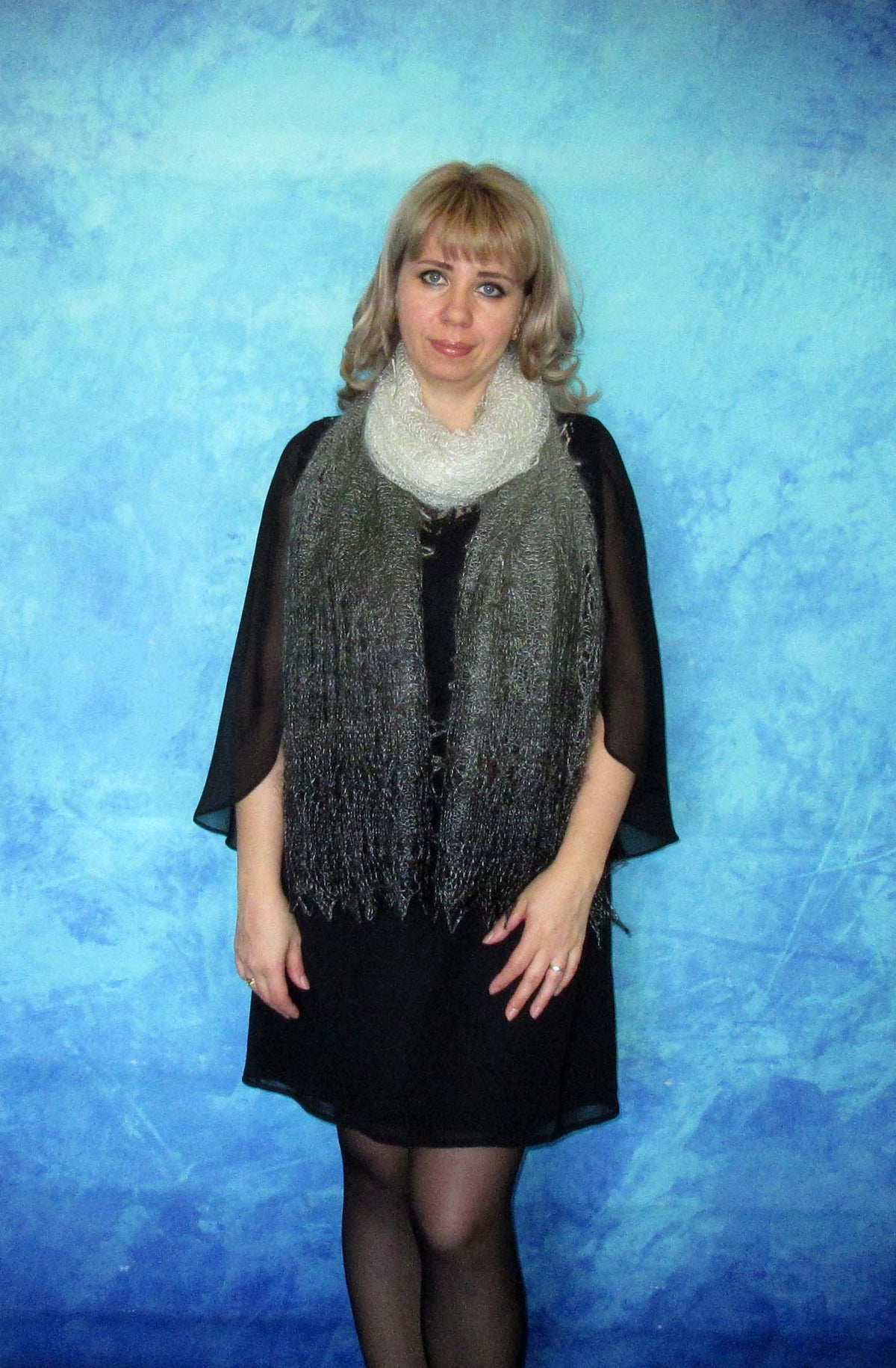 Gestrickter Ziegenflaum Schal Orenburger Schal Shawl Scarf Strick Stola Handmade