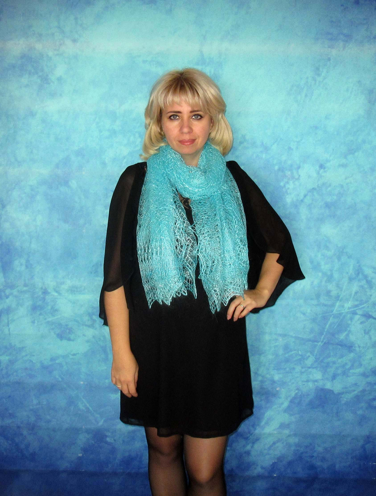 Gestrickter Ziegenflaum Schal Orenburger Schal Shawl Scarf Strick Stola Handmade