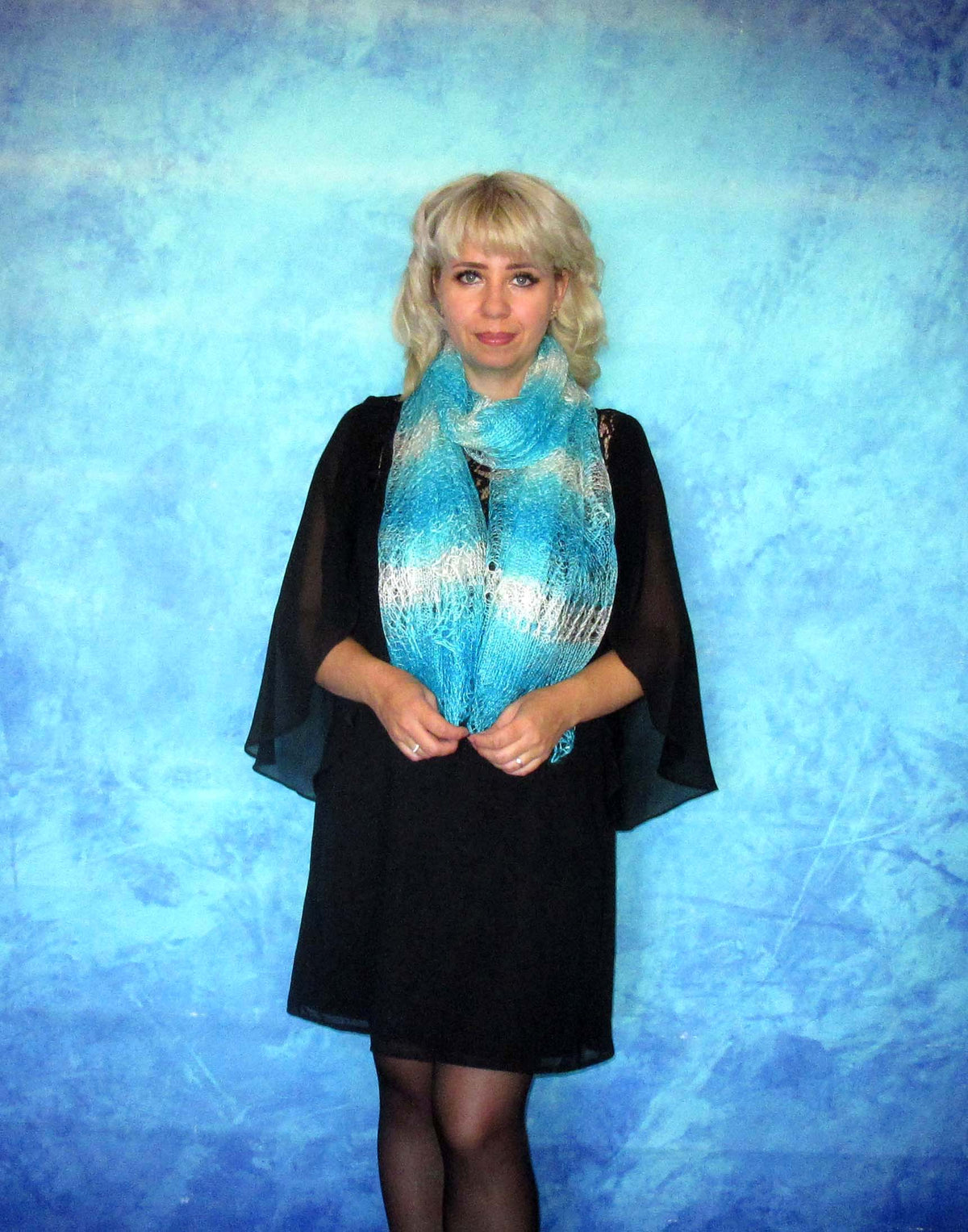 Gestrickter Ziegenflaum Schal Orenburger Schal Shawl Scarf Strick Stola Handmade