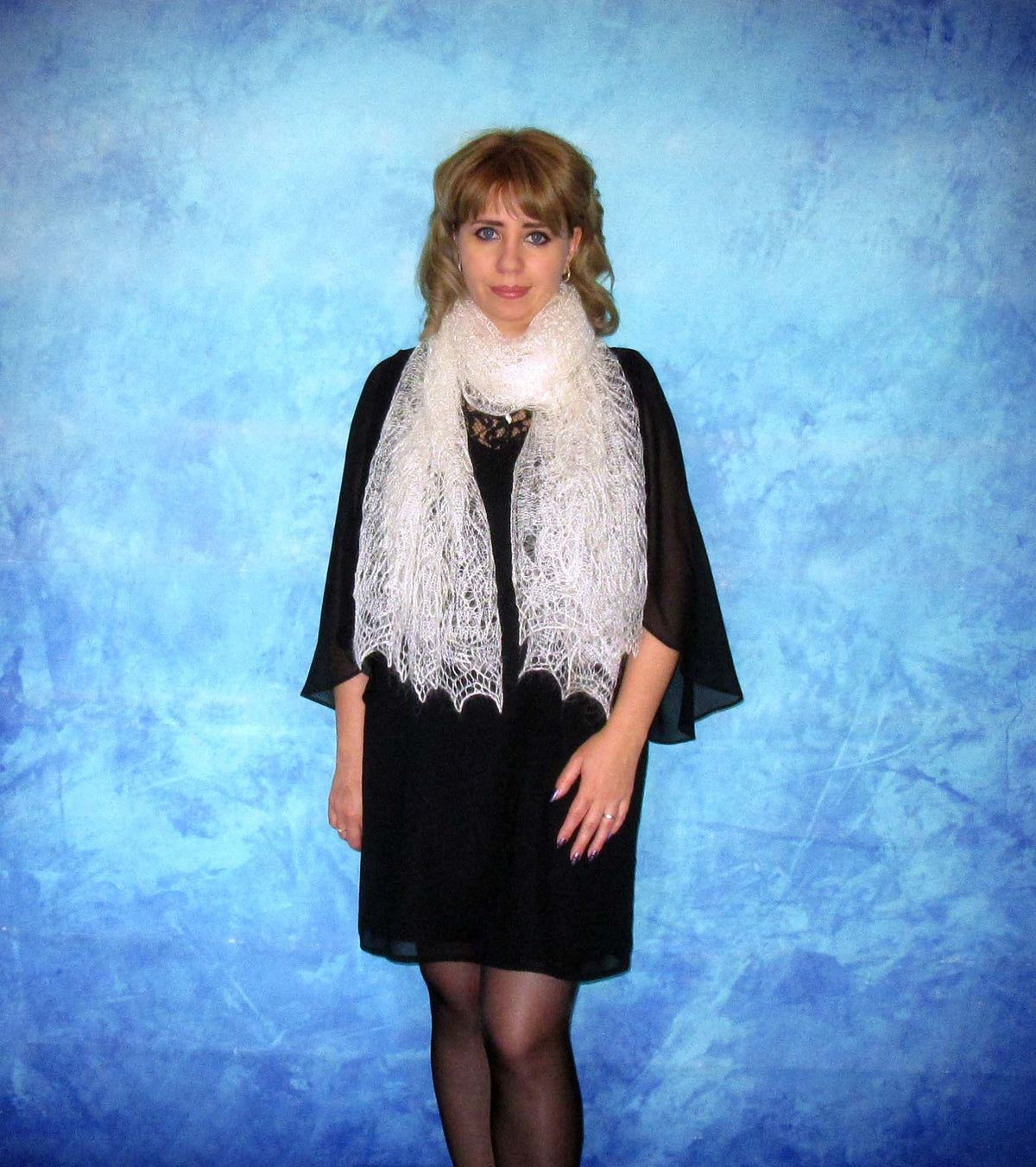 Gestrickter Ziegenflaum Schal Orenburger Schal Shawl Scarf Strick Stola Handmade