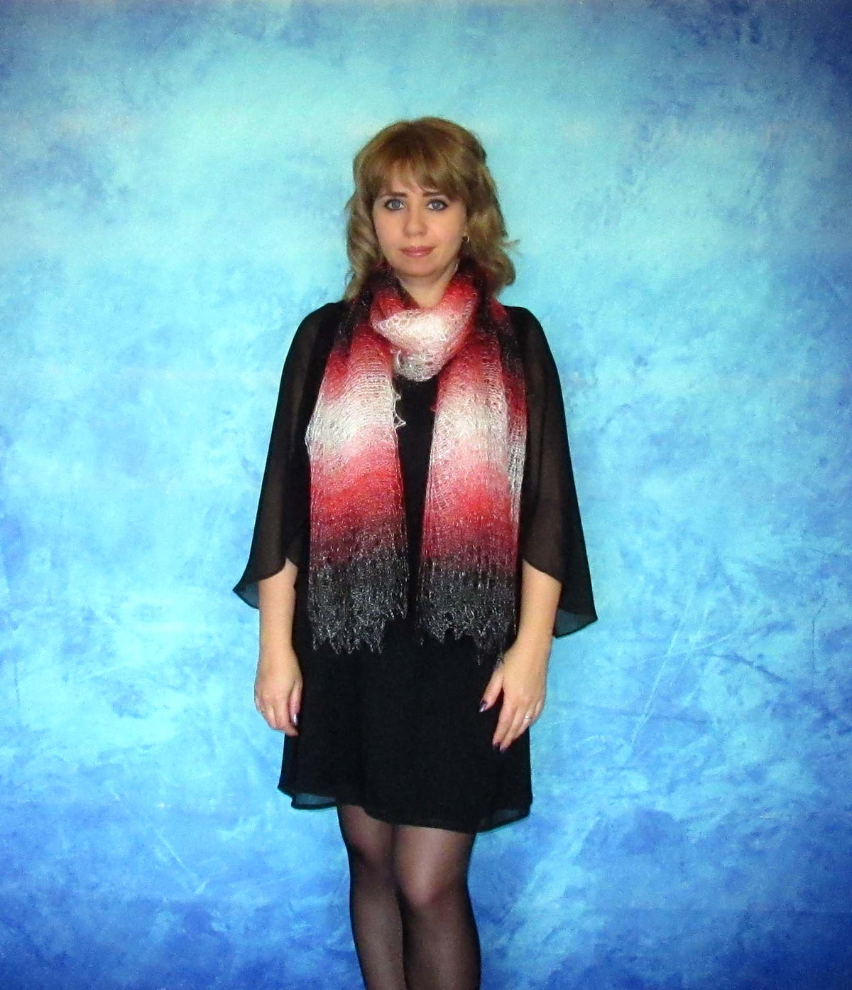Gestrickter Ziegenflaum Schal Orenburger Schal Shawl Scarf Strick Stola Handmade