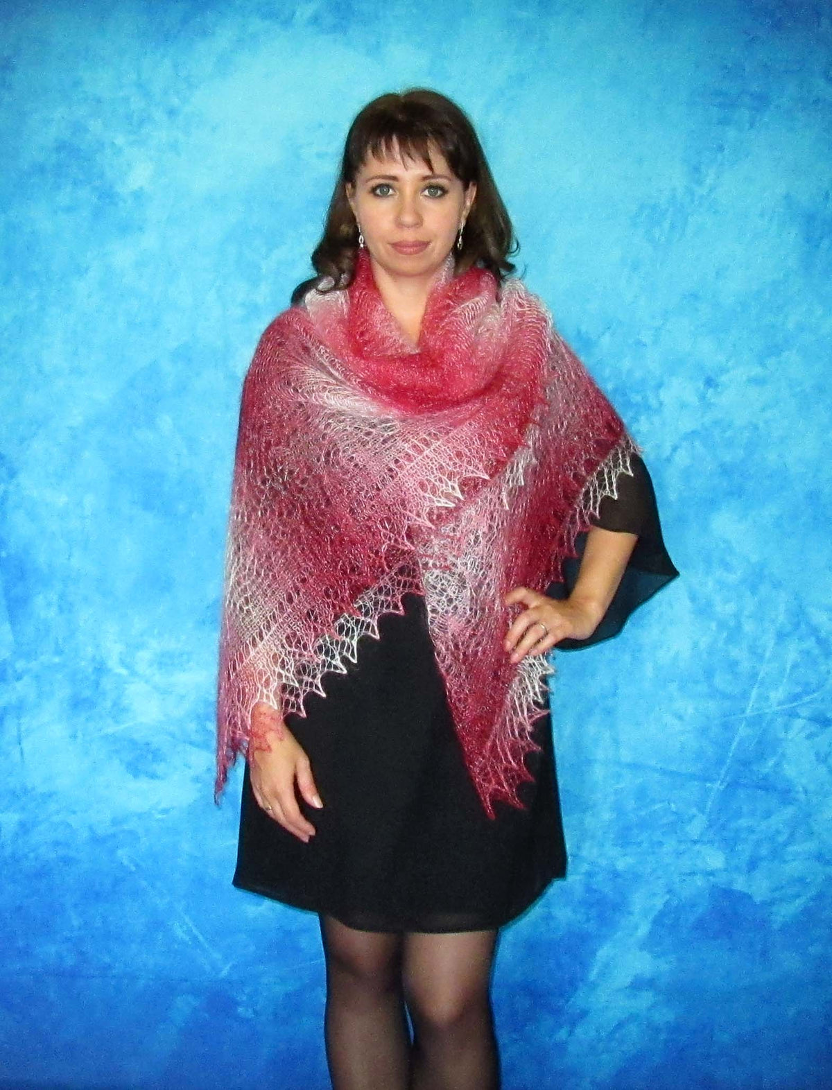 Gestrickter Ziegenflaum Schal Orenburger Schal Shawl Scarf Strick Stola Handmade