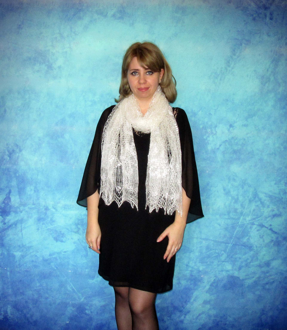 Gestrickter Ziegenflaum Schal Orenburger Schal Shawl Scarf Strick Stola Handmade